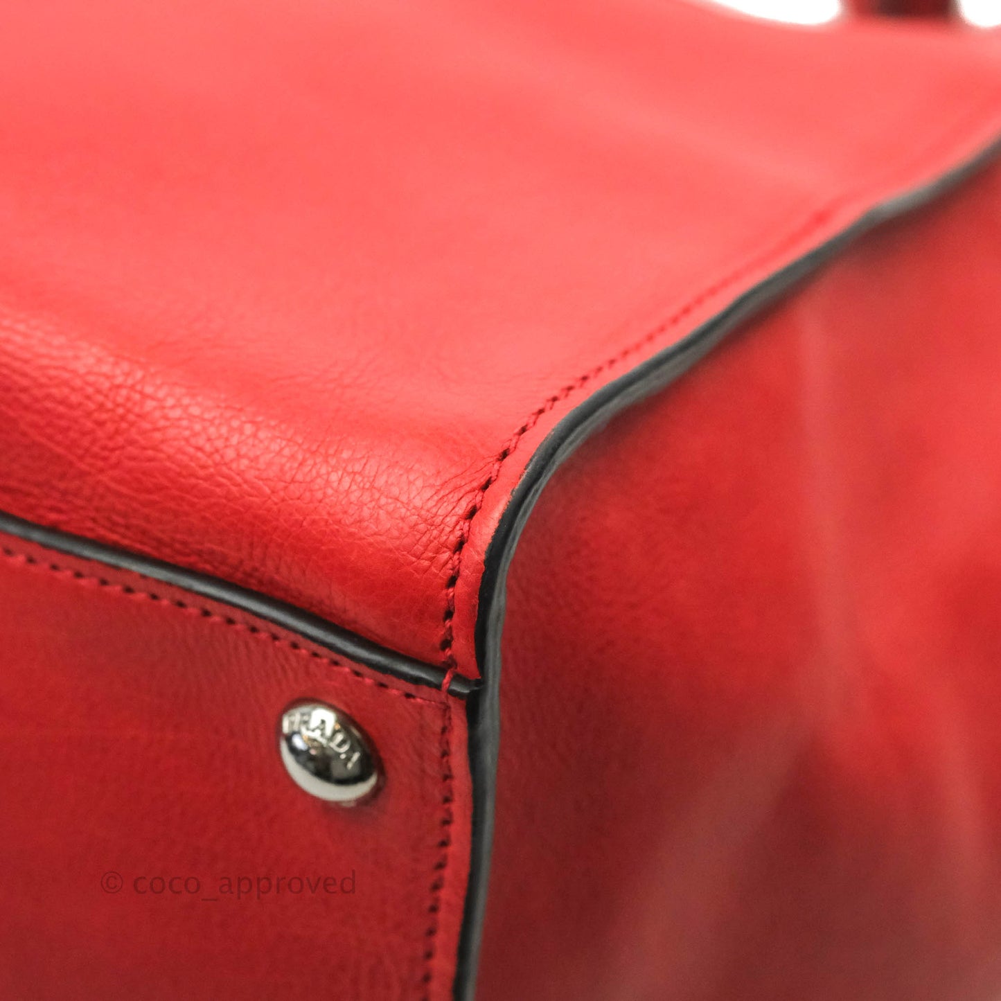 Prada Glace Calf Twin Pocket Tote Red
