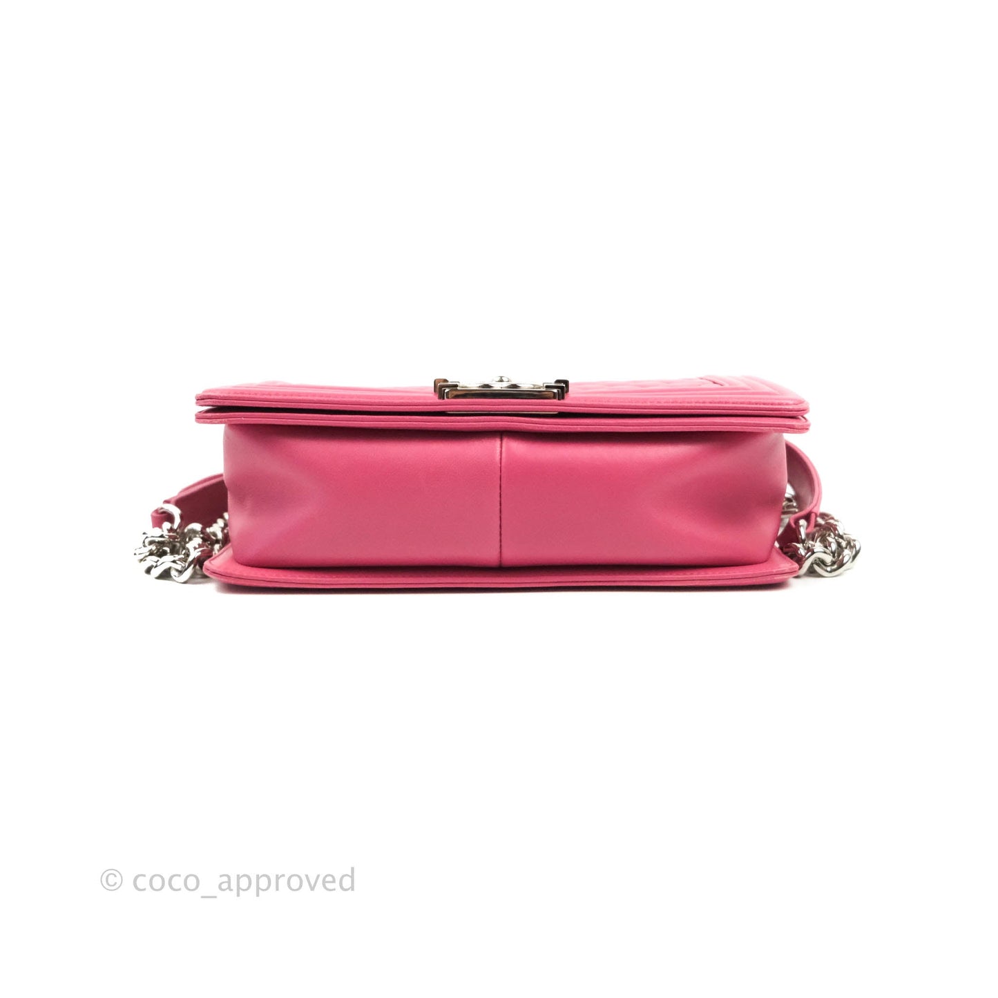 Chanel Quilted Medium Boy Dark Pink Calfskin Silver Hardware