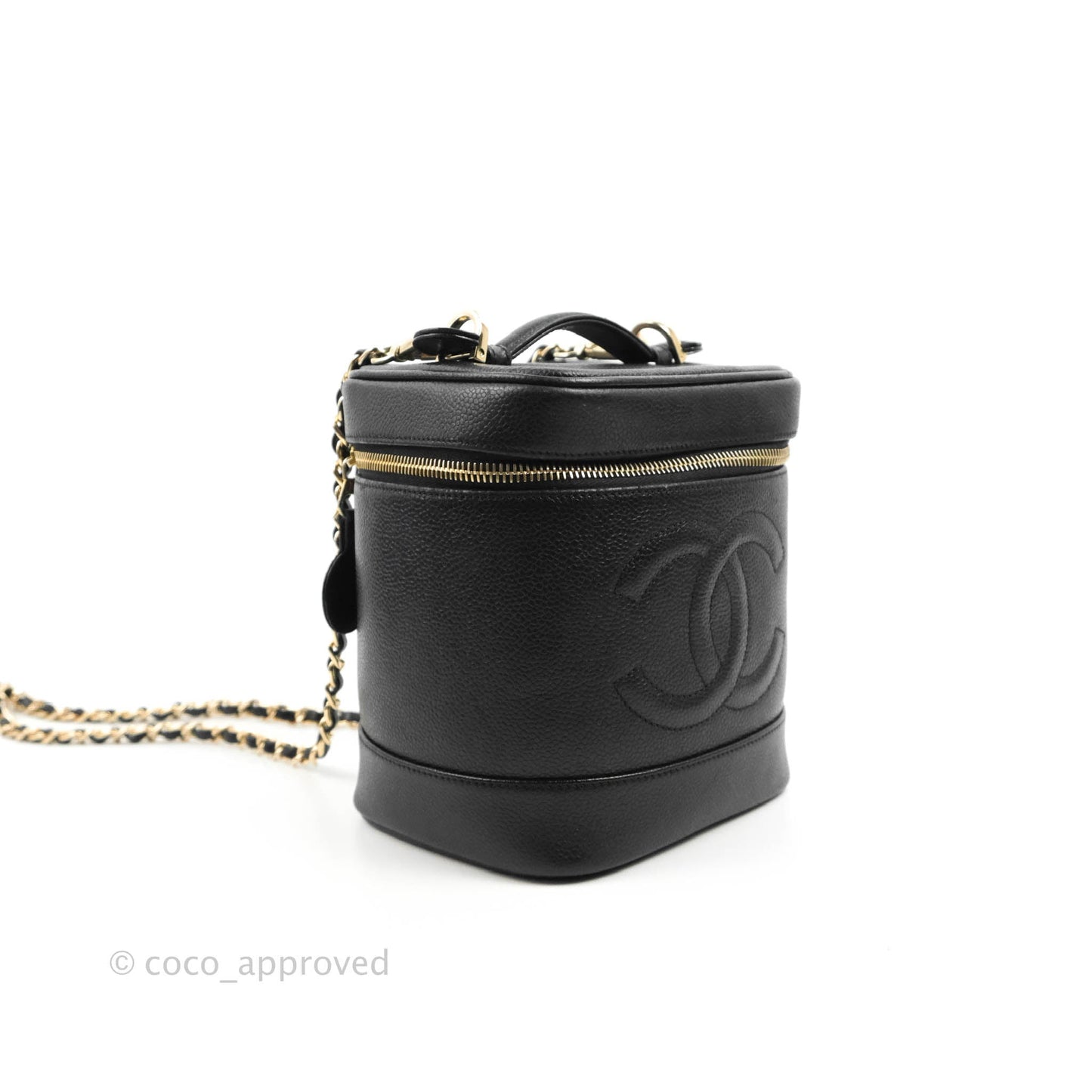 Chanel Vintage Vanity Case Black Caviar Gold Hardware