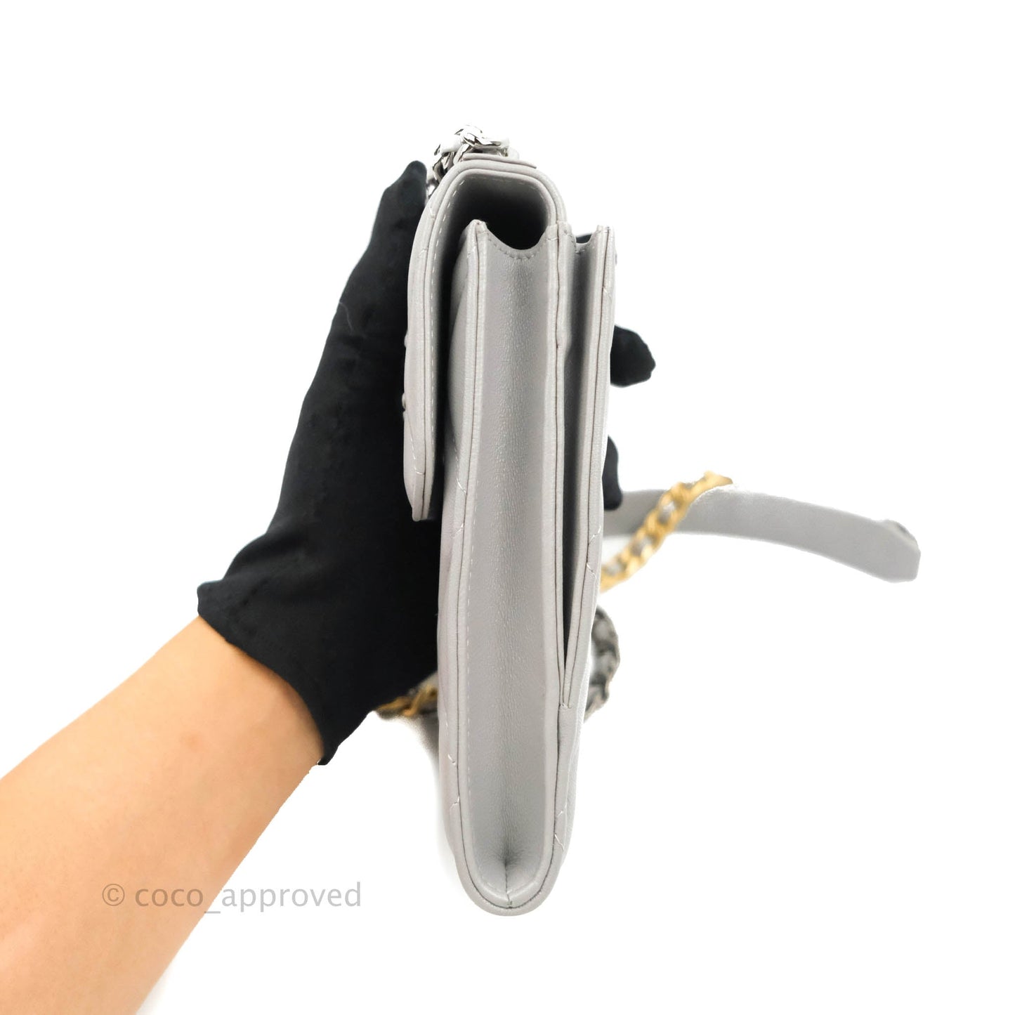 Chanel 19 Phone Holder Grey Mixed Hardware