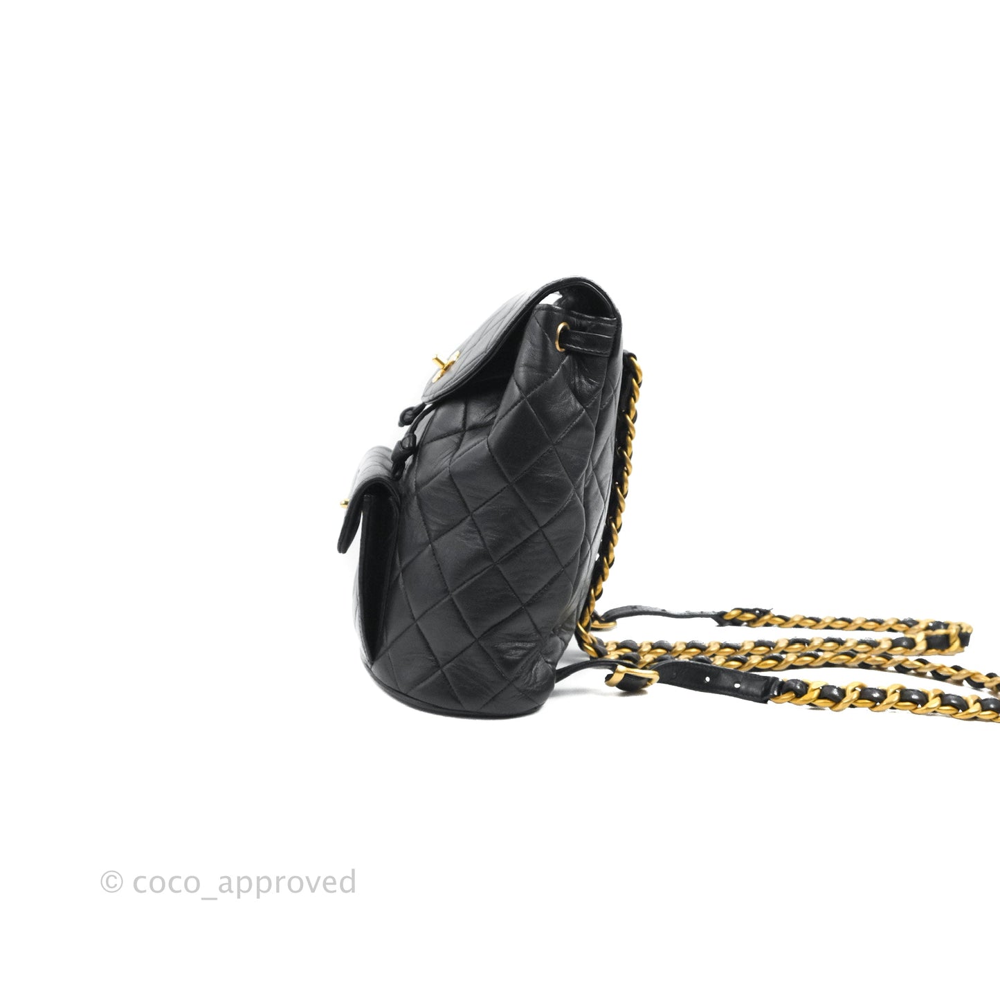 Chanel Vintage CC Duma Backpack Black Lambskin 24K Gold Hardware