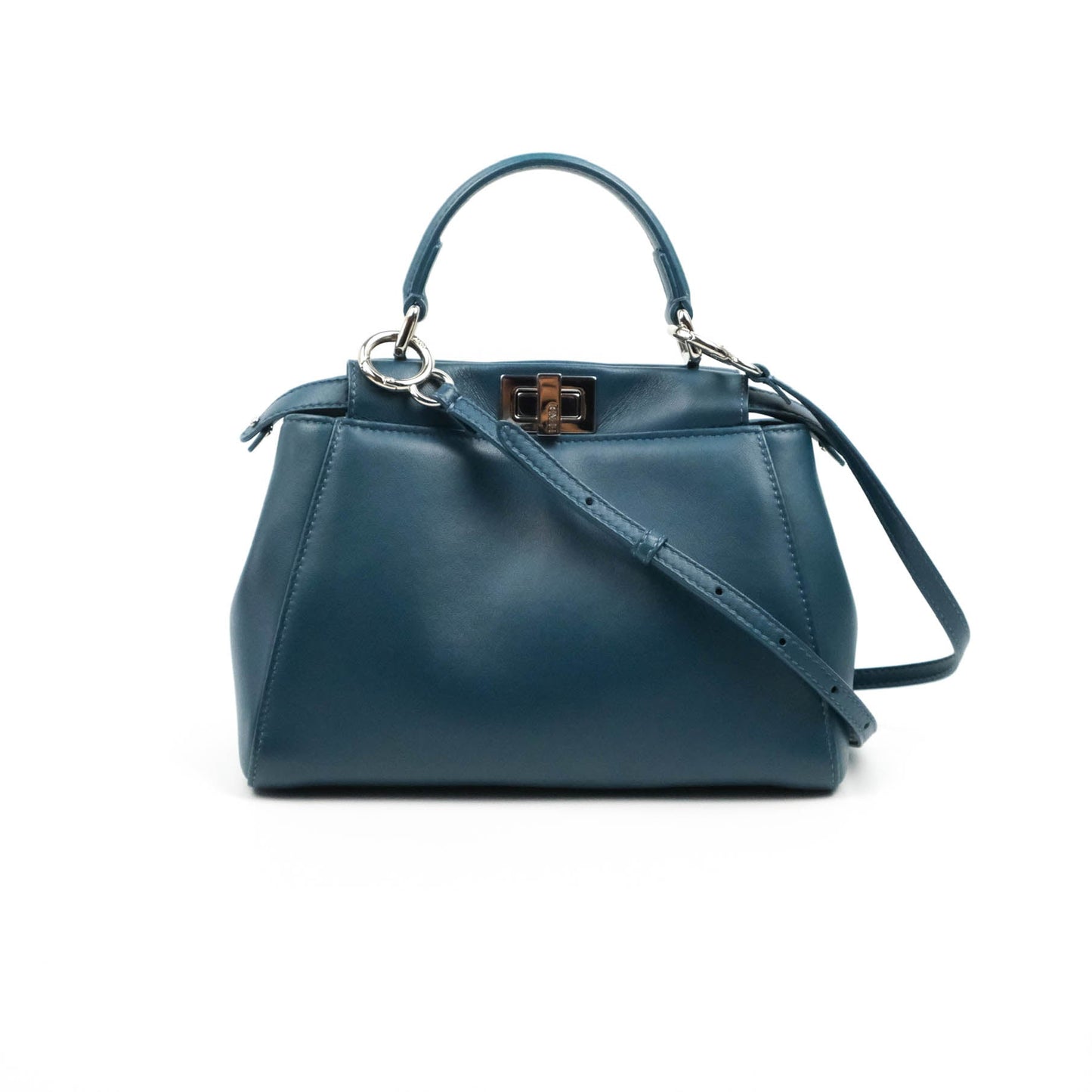 Fendi Nappa Mini Peekaboo Bag Peacock Blue