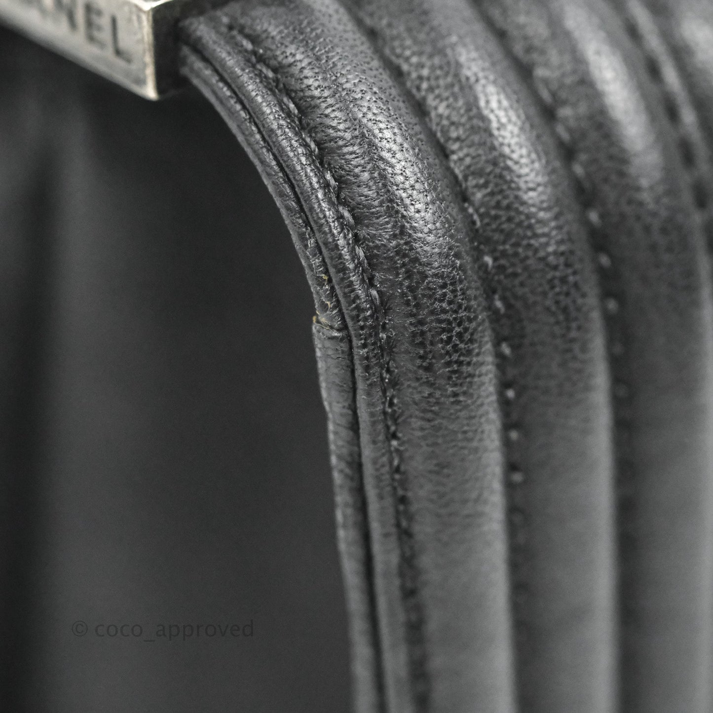 Chanel Quilted Small Boy Studded Bag Black Aged Calfskin Ruthenium Hardware