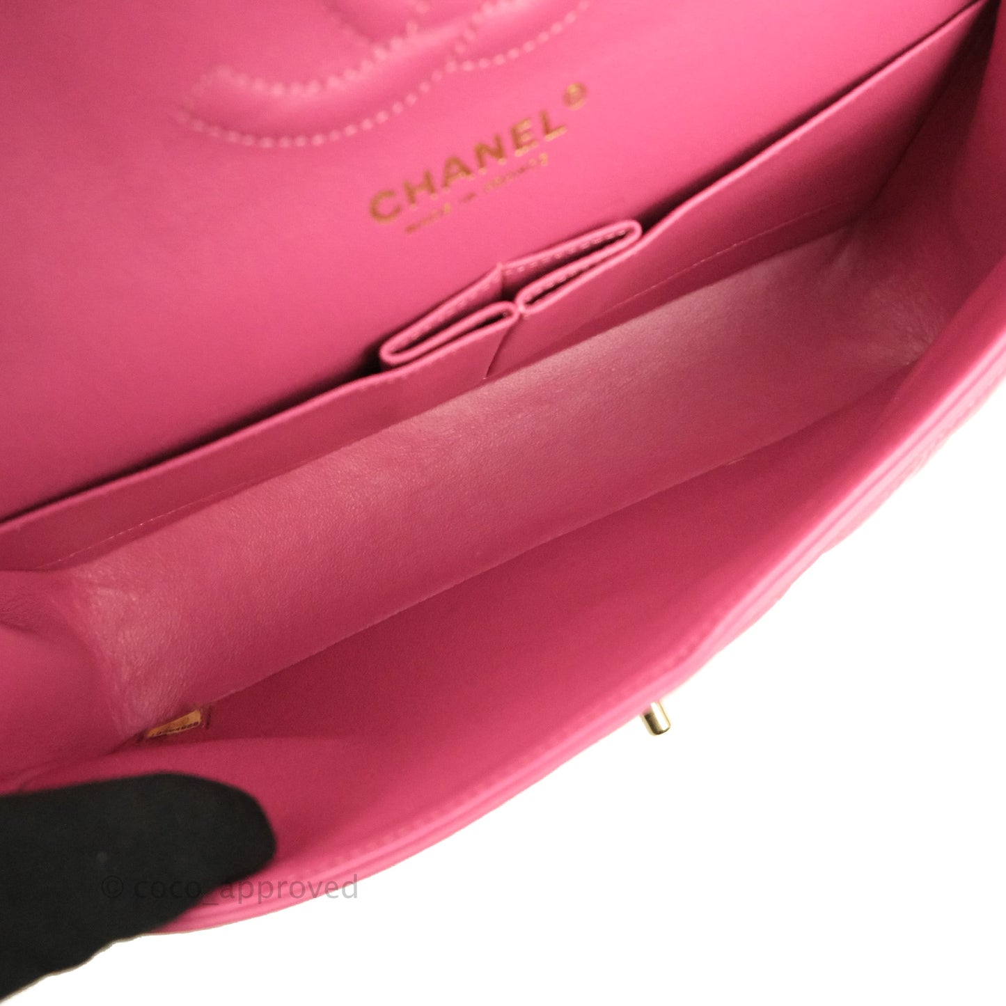 Chanel Classic M/L Medium Double Flap Pink Lambskin Matte Gold Hardware