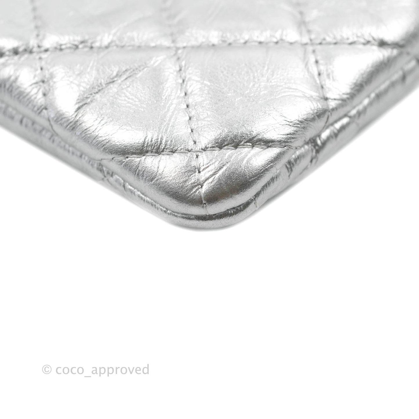 Chanel Caviar Quilted Large Cosmetic Case Metallic Silver  With Charms
