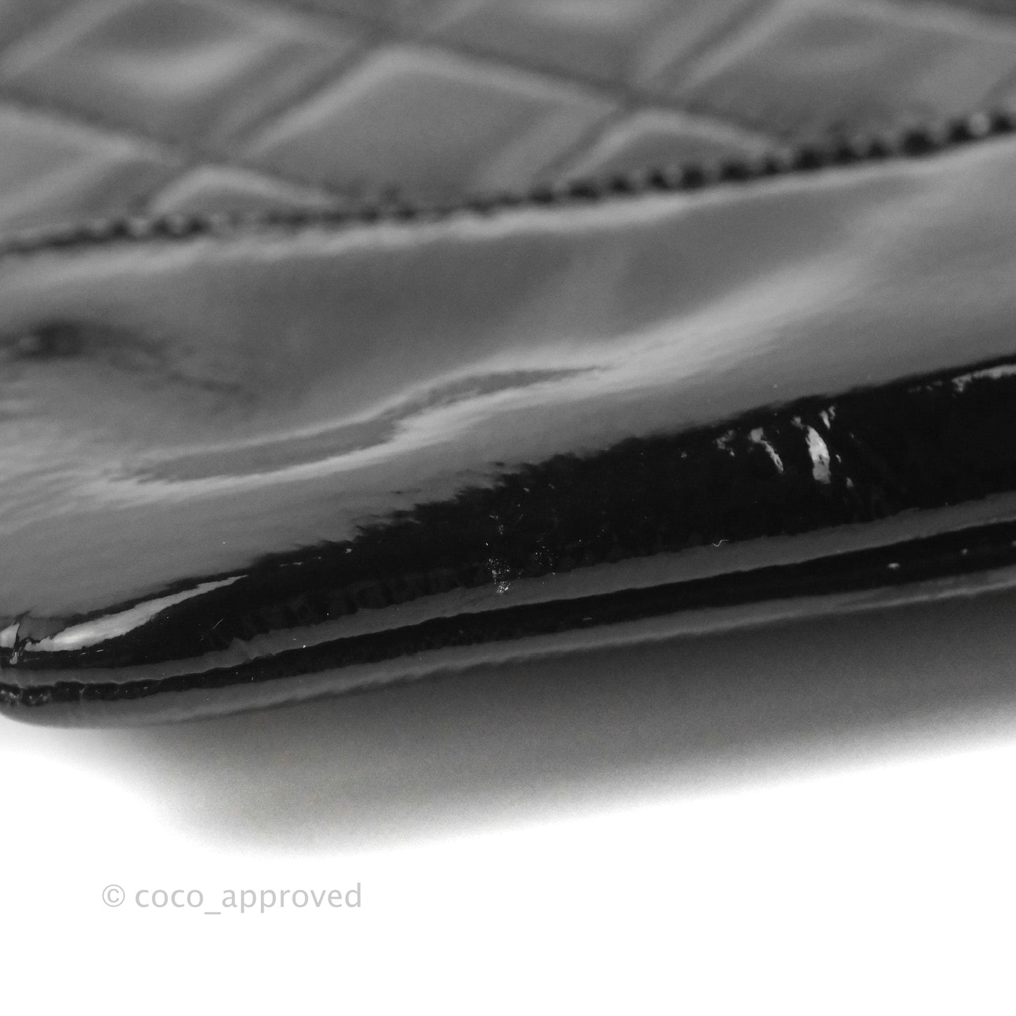 Chanel Gabrielle O Case Quilted Black Patent Goatskin