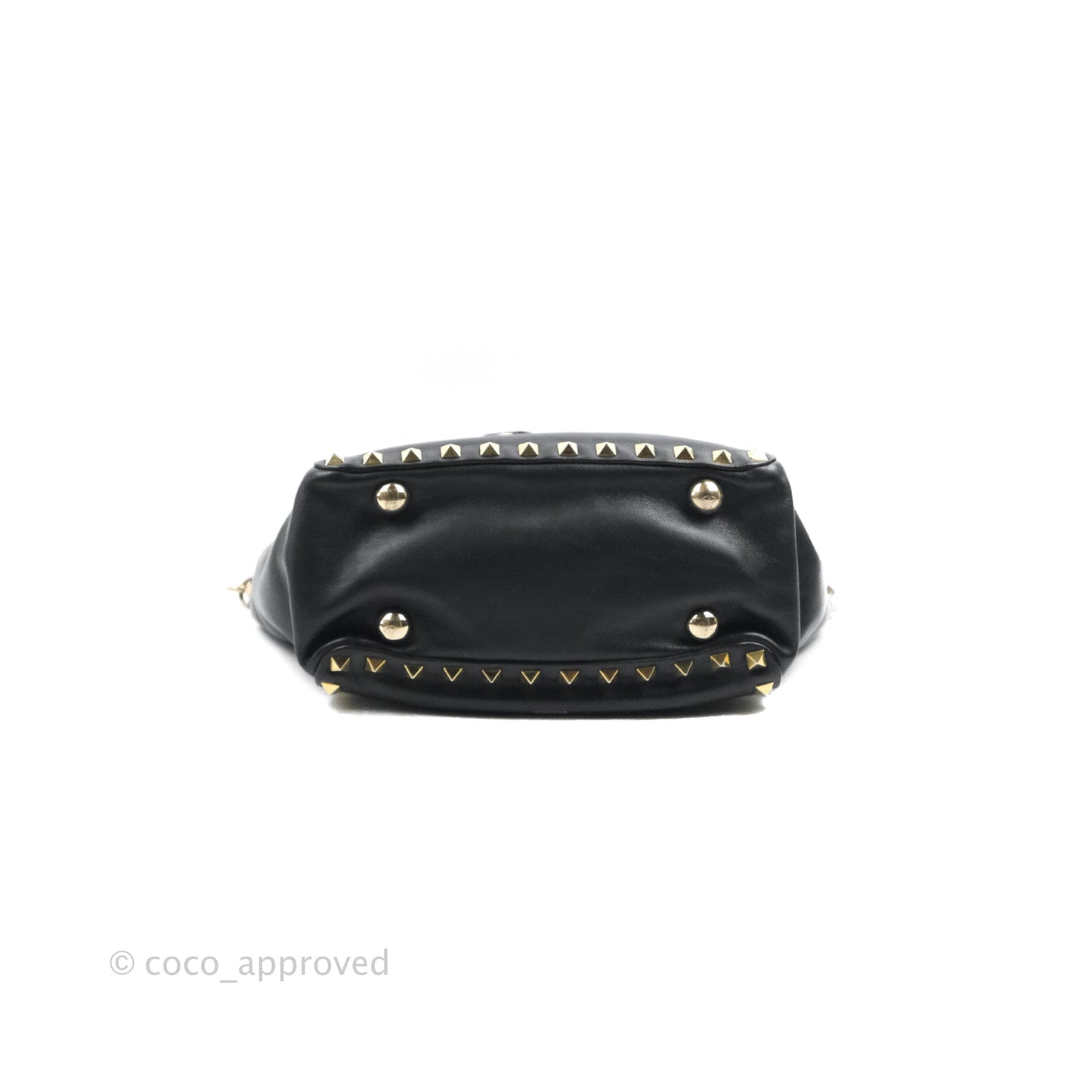 Valentino Garavani Mini Trapeze Rockstud Black Grained Calfskin Gold Hardware
