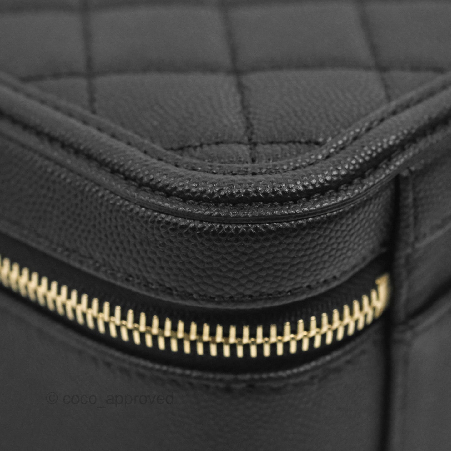 Chanel Quilted Large CC Filigree Vanity Case Black Caviar Gold Hardware