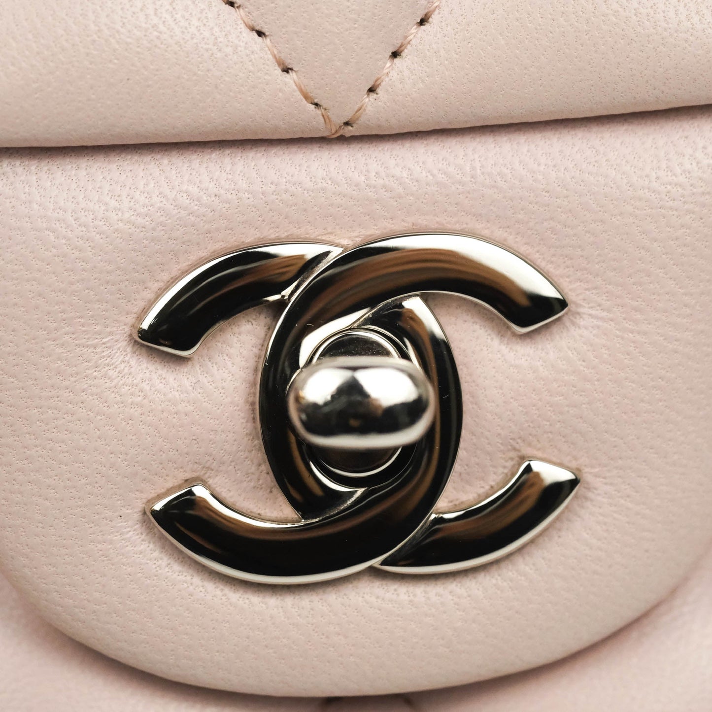 Chanel Quilted Mini Rectangular Flap Light Pink Lambskin Silver Hardware