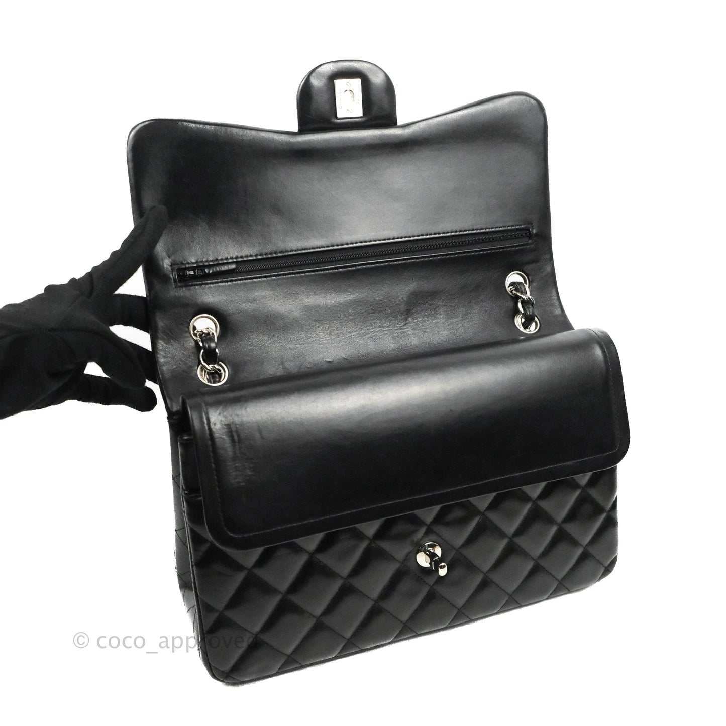 Chanel Jumbo Double Flap Black Lambskin Silver Hardware⁣⁣