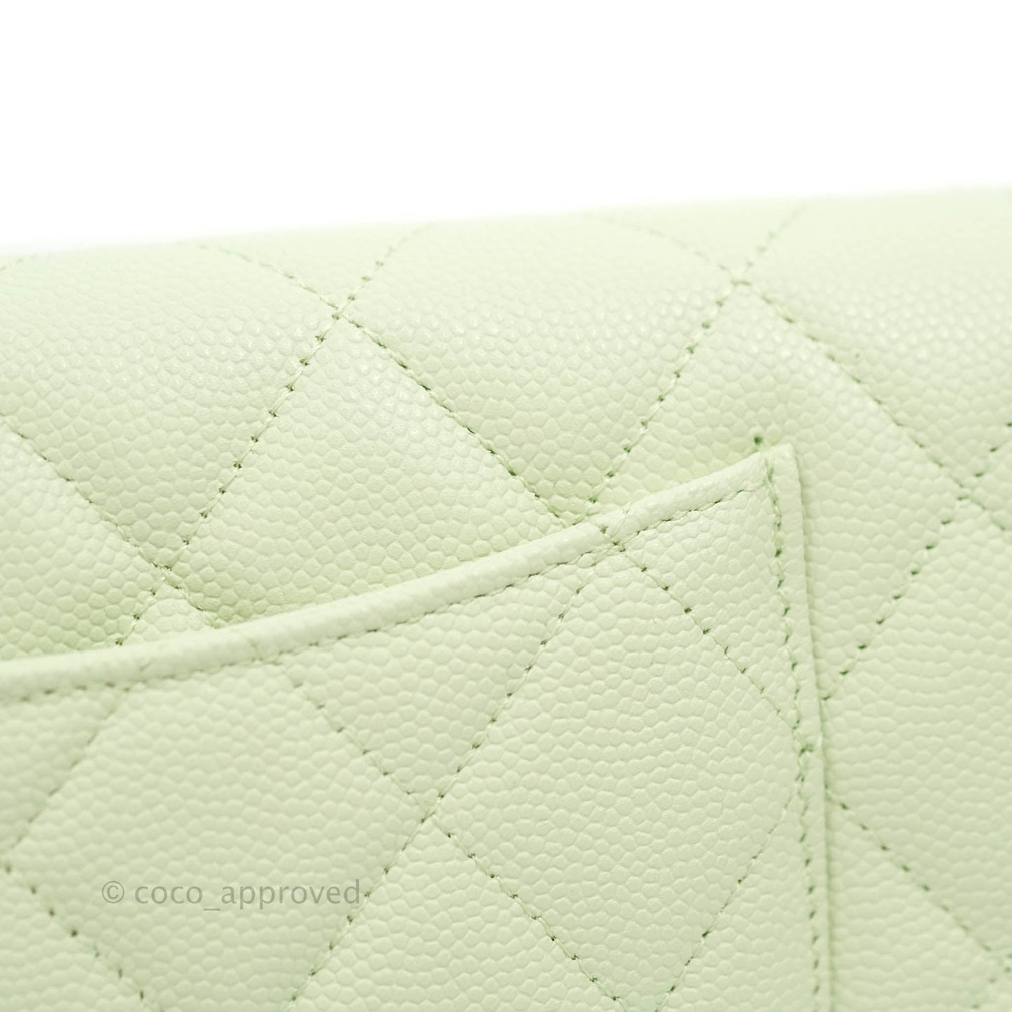 Chanel Caviar Quilted Long Flap Wallet Mint Green Caviar Gold Hardware 22C