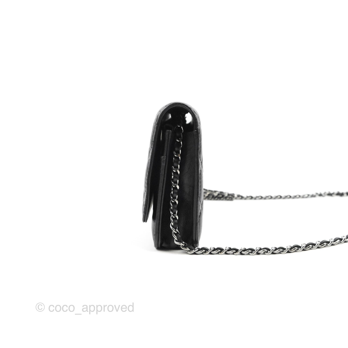 Chanel  Quilted Tassel Wallet On Chain WOC Black Aged Calfskin
