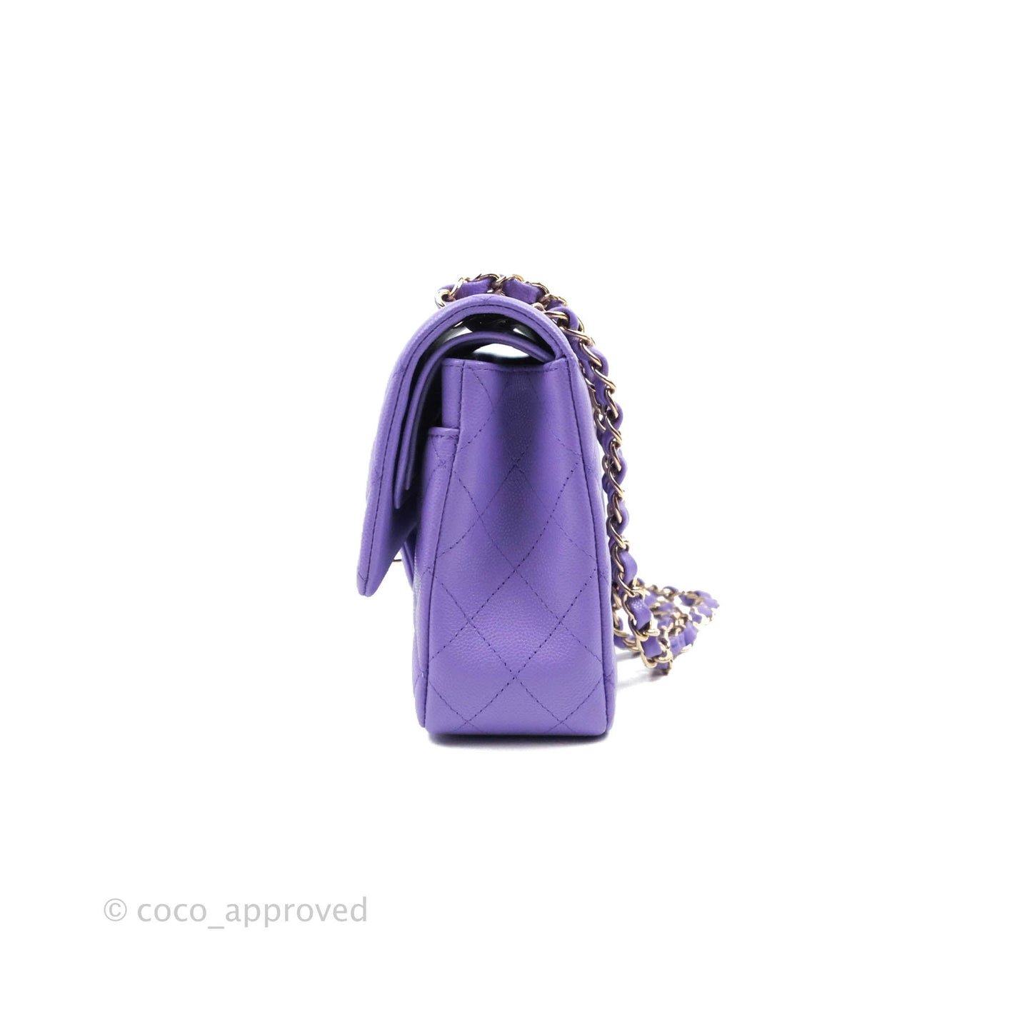 Chanel Classic M/L Medium Flap Quilted Purple Caviar Gold Hardware 20S