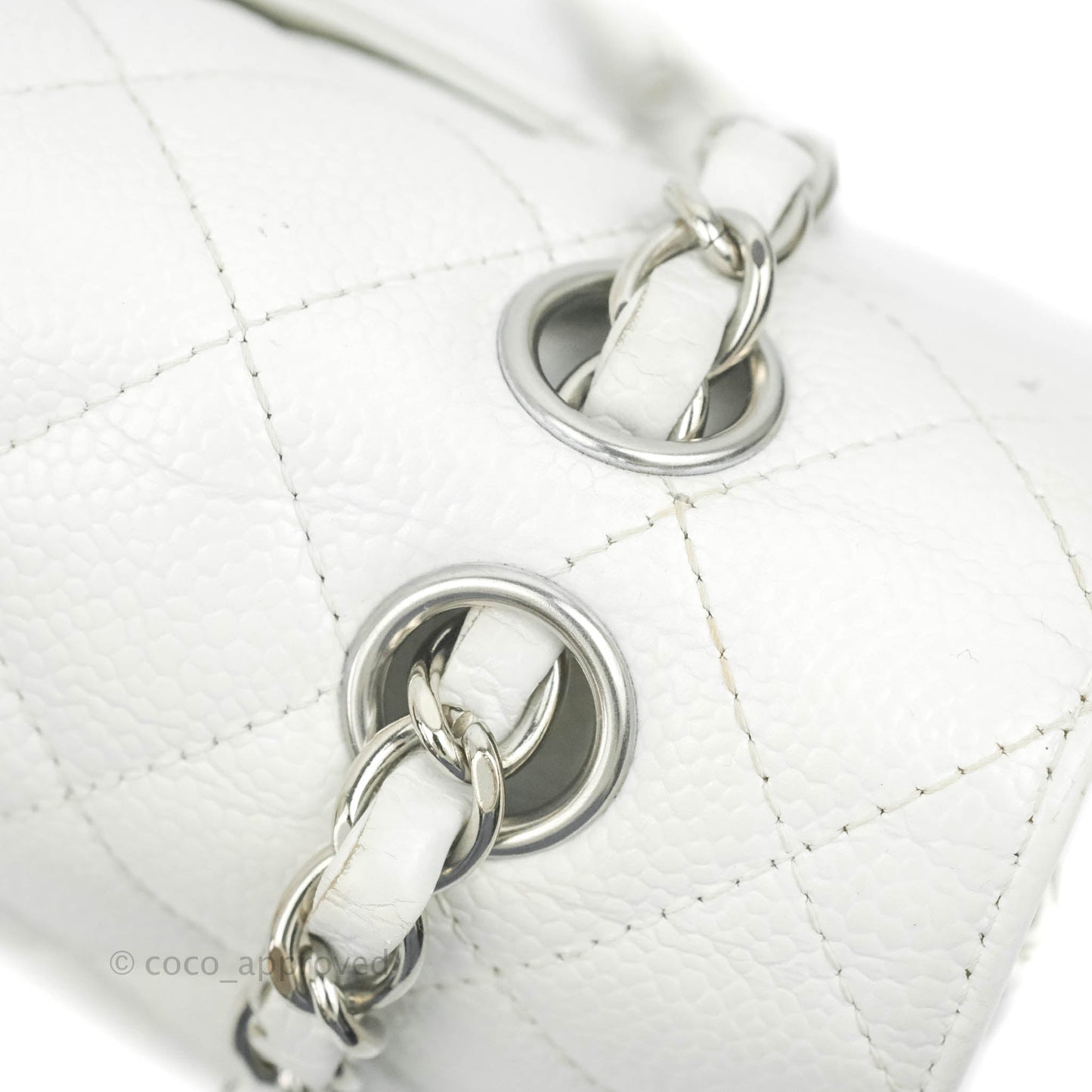 Chanel Classic M/L Medium Double Flap White Caviar Silver Hardware