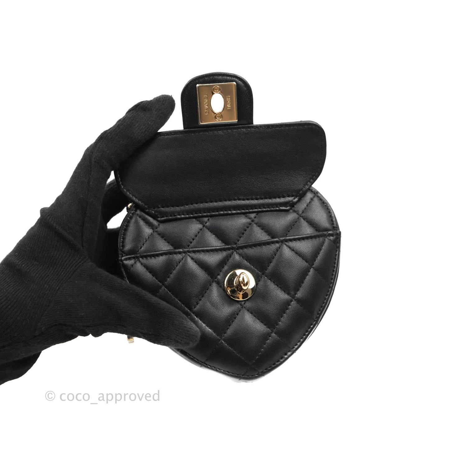 Chanel Small Heart Bag Black Lambskin Gold Hardware 22S