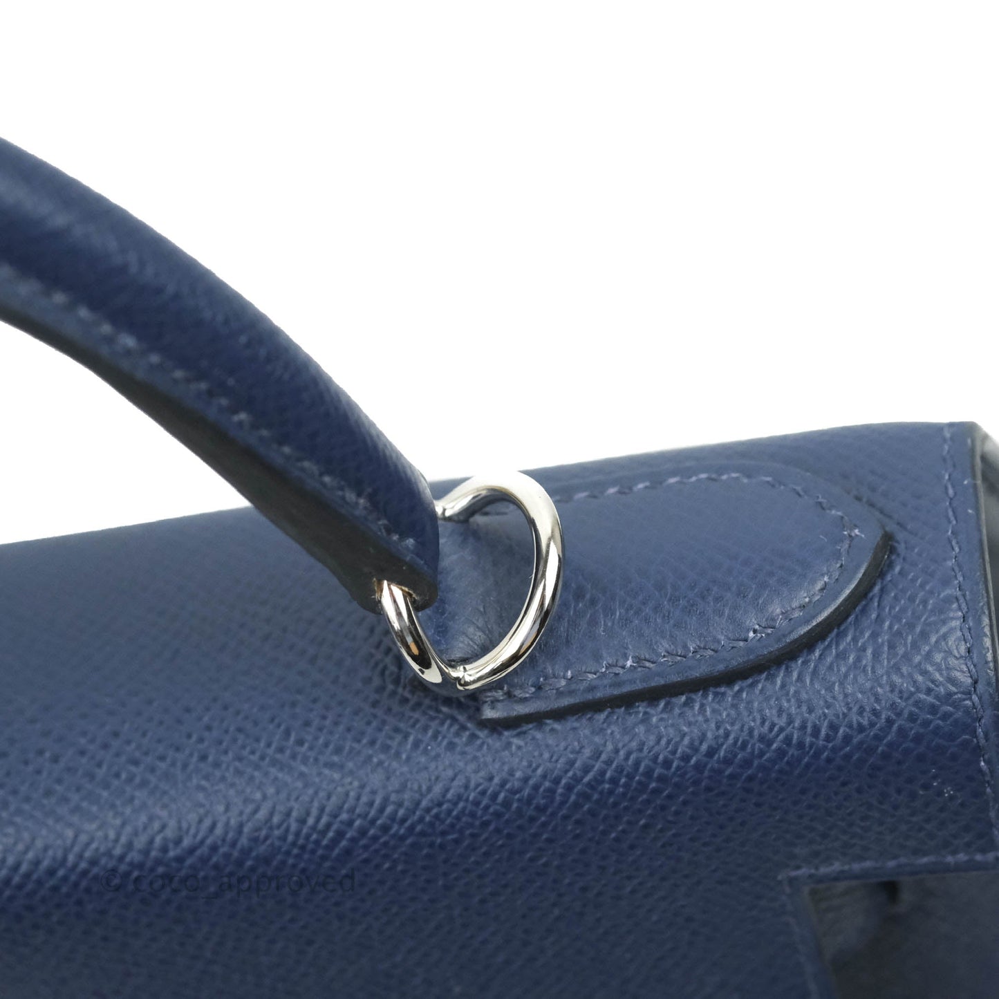 Hermès Kelly 28 Blue Epsom Palladium Hardware "Letter" Collection Limited Edition