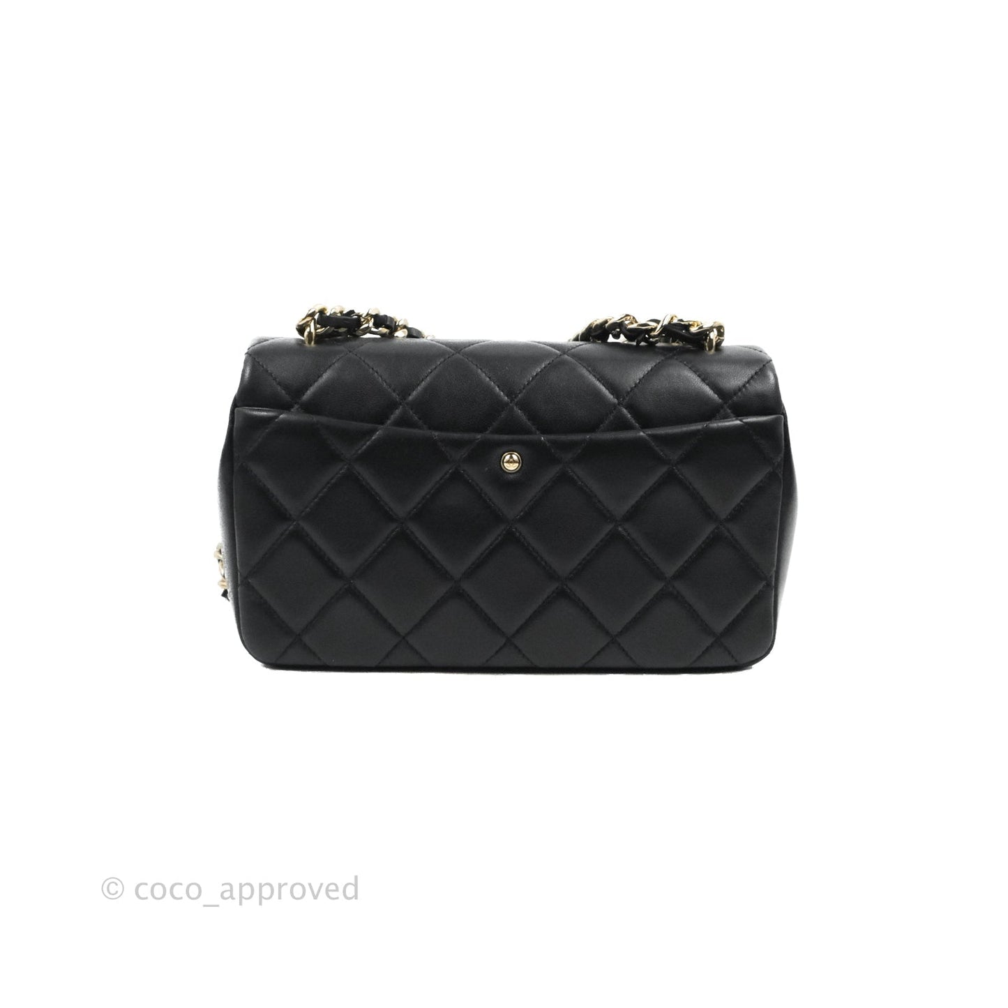 Chanel Quilted Resin Bi-Color Chain Flap Bag Black Lambskin