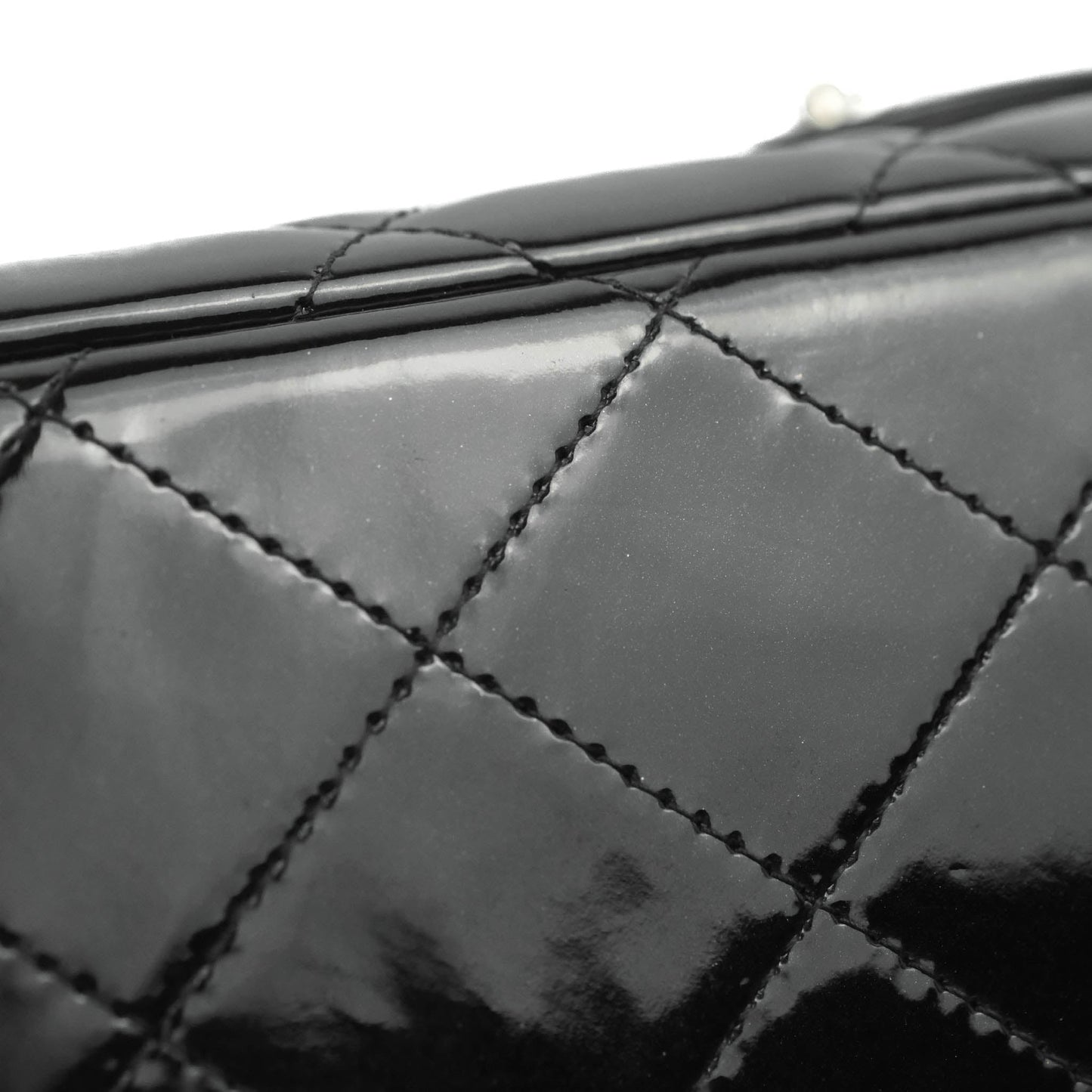 Chanel Quilted Maxi Single Flap Black Patent Silver Hardware