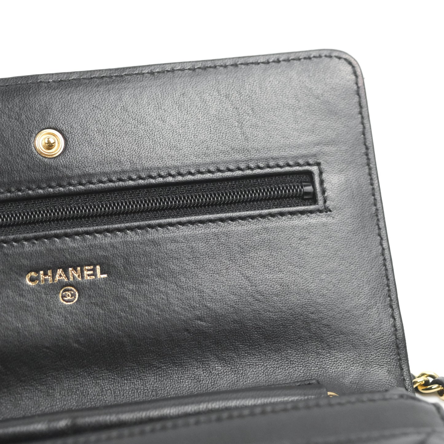 Chanel Quilted Classic Wallet on Chain WOC Black Lambskin Gold Hardware