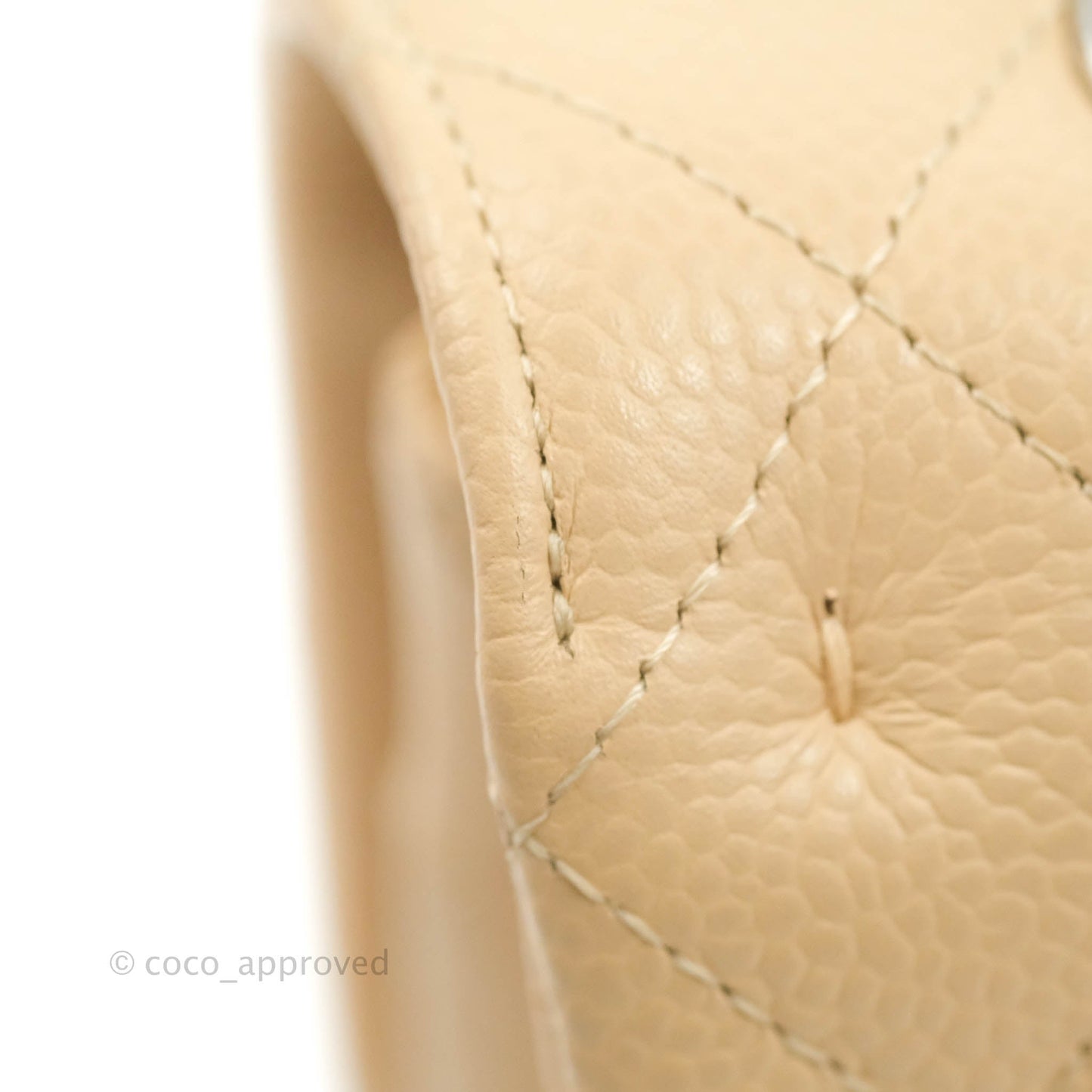 Chanel Classic M/L Medium Flap Quilted Beige Caviar Silver Hardware