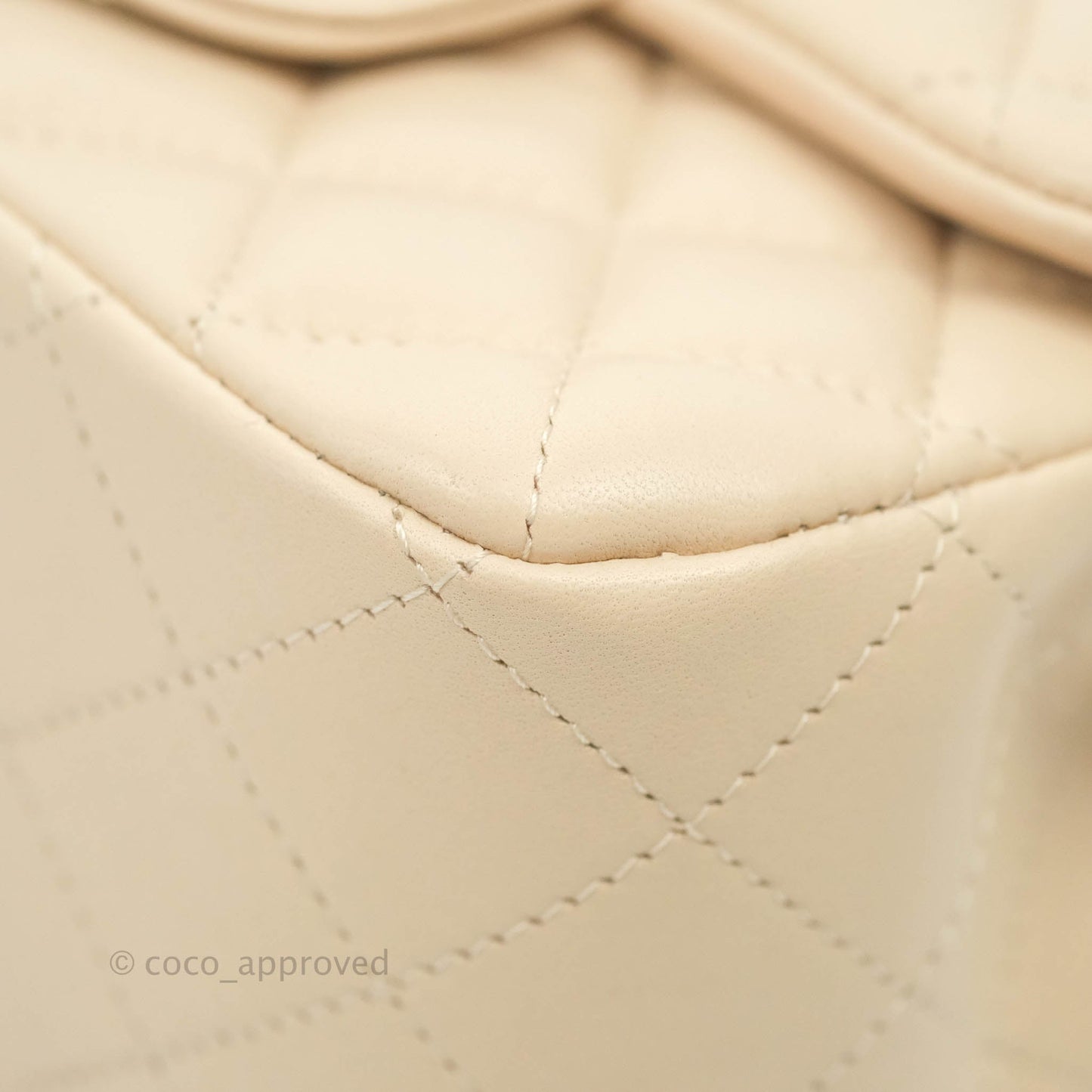 Chanel Quilted Mini Square Light Beige Lambskin Gold Hardware
