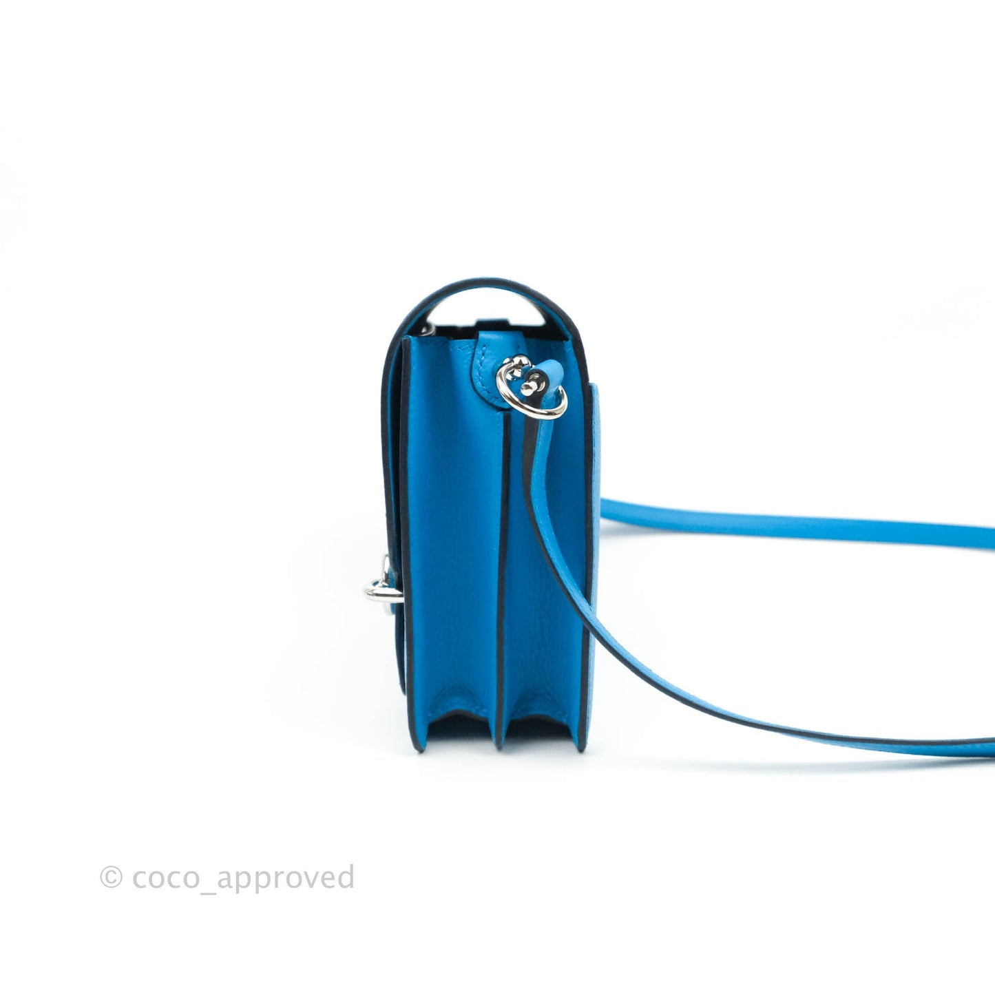 Hermès Roulis Mini 18 Bleu Frida Evercolor Palladium Hardware