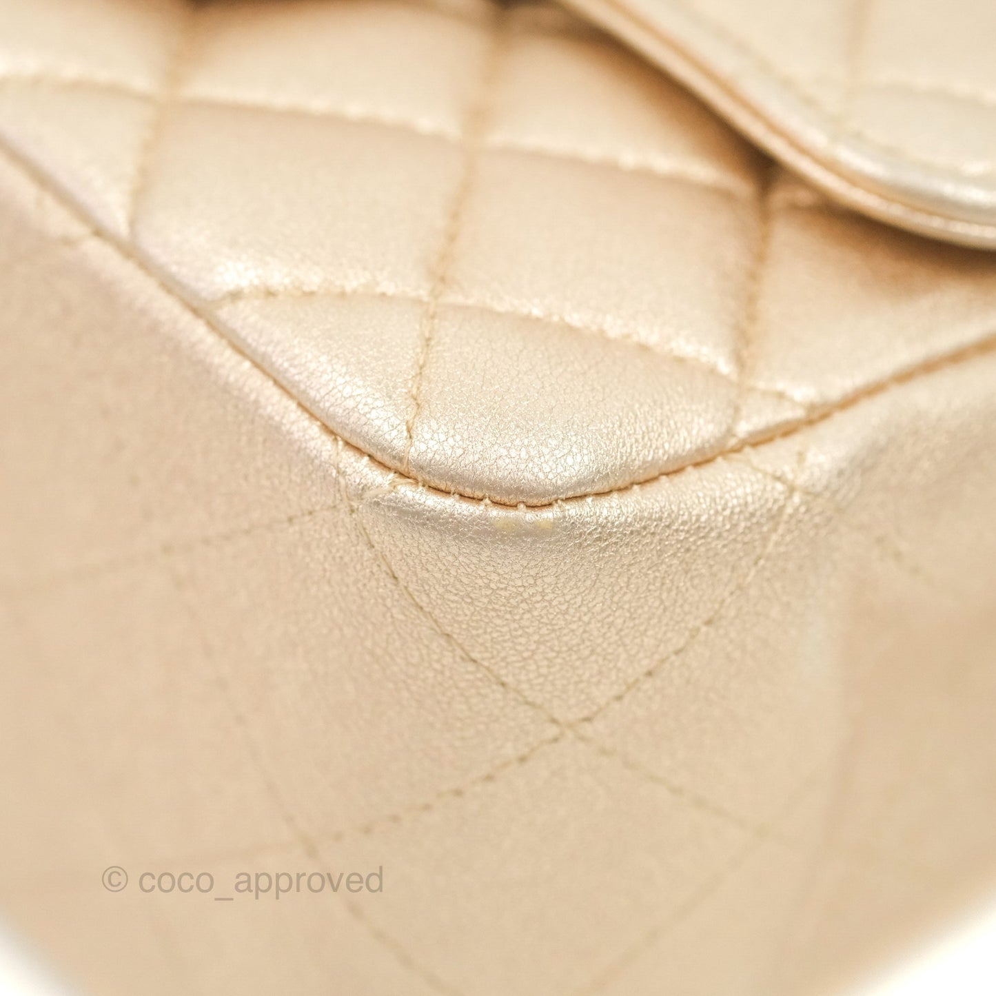 Chanel Quilted Mini Square Iridescent Gold Lambskin Gold Hardware 21P