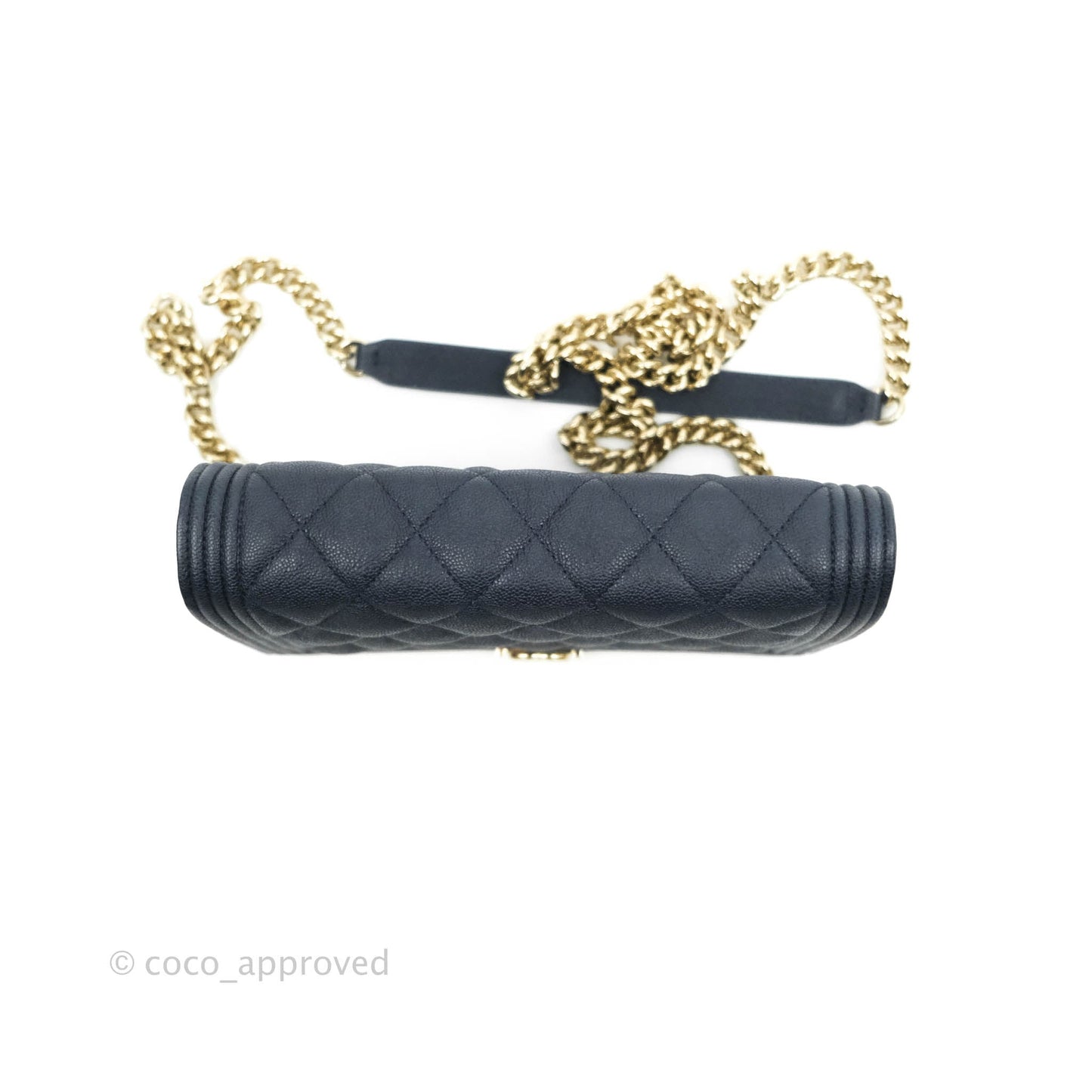 Chanel Quilted Boy Wallet on Chain WOC Navy Caviar Gold Hardware