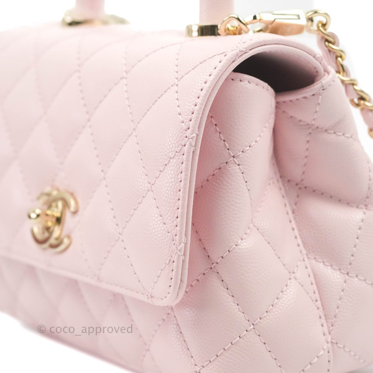 Chanel Mini Coco Handle Quilted Light Pink Caviar Gold Hardware