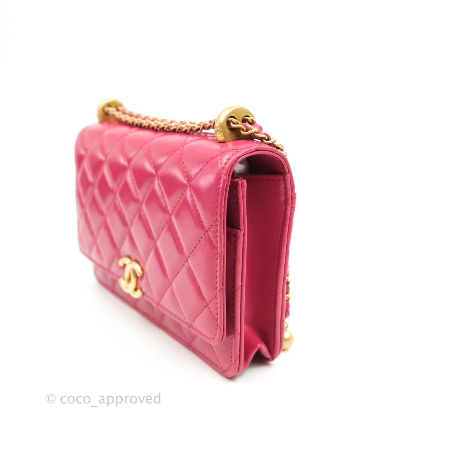 Chanel Quilted Perfect Fit Adjustable Wallet On Chain WOC Pink Calfskin Aged Gold Hardware