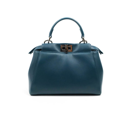 Fendi Nappa Mini Peekaboo Bag Peacock Blue