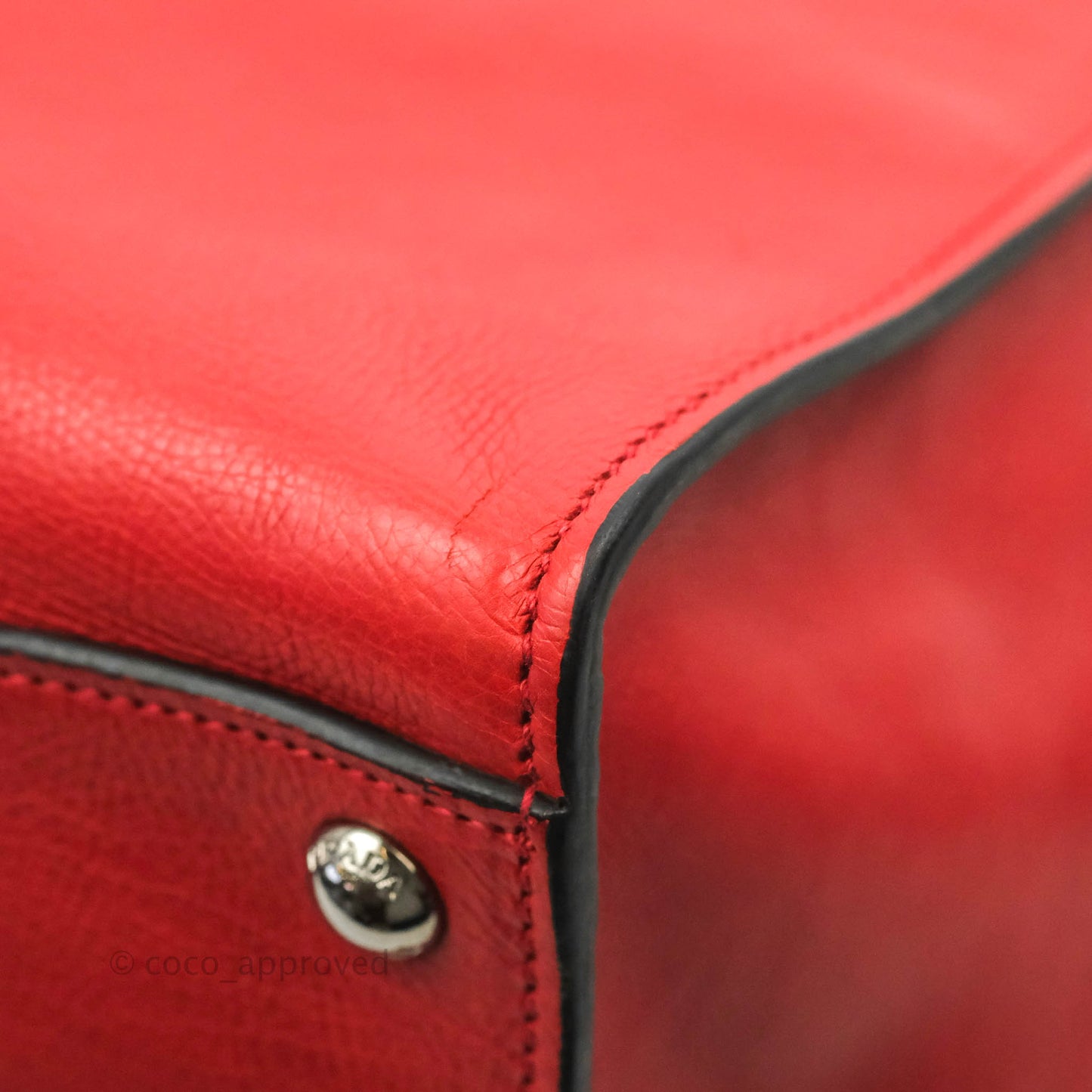 Prada Glace Calf Twin Pocket Tote Red