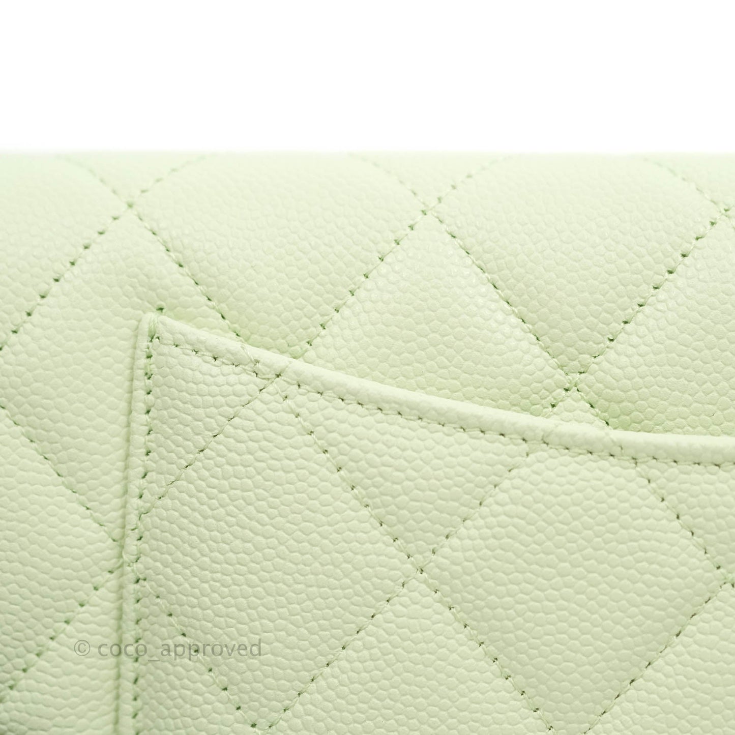 Chanel Caviar Quilted Long Flap Wallet Mint Green Caviar Gold Hardware 22C
