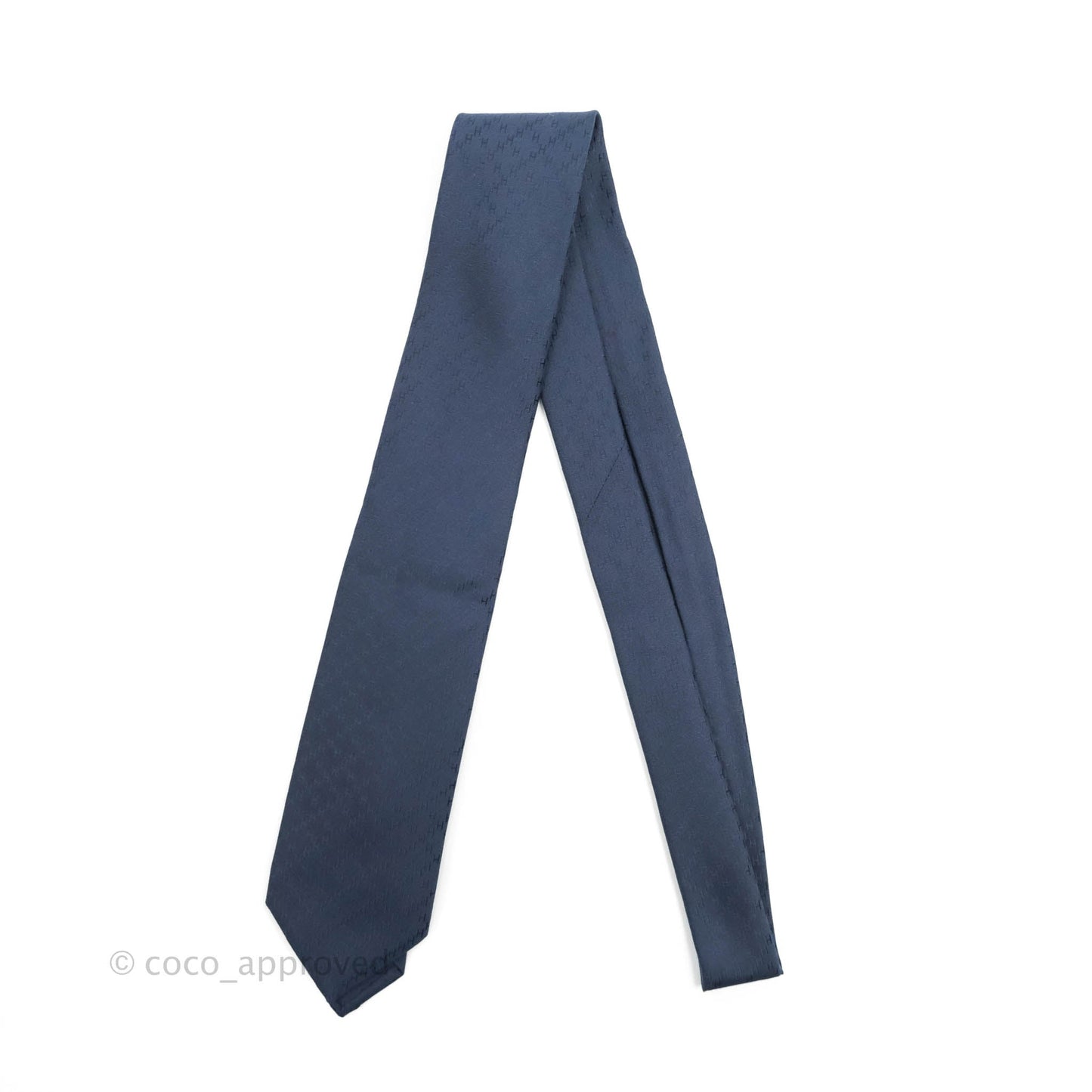Hermès Tie 7 Faconnee New H tie in Navy Silk