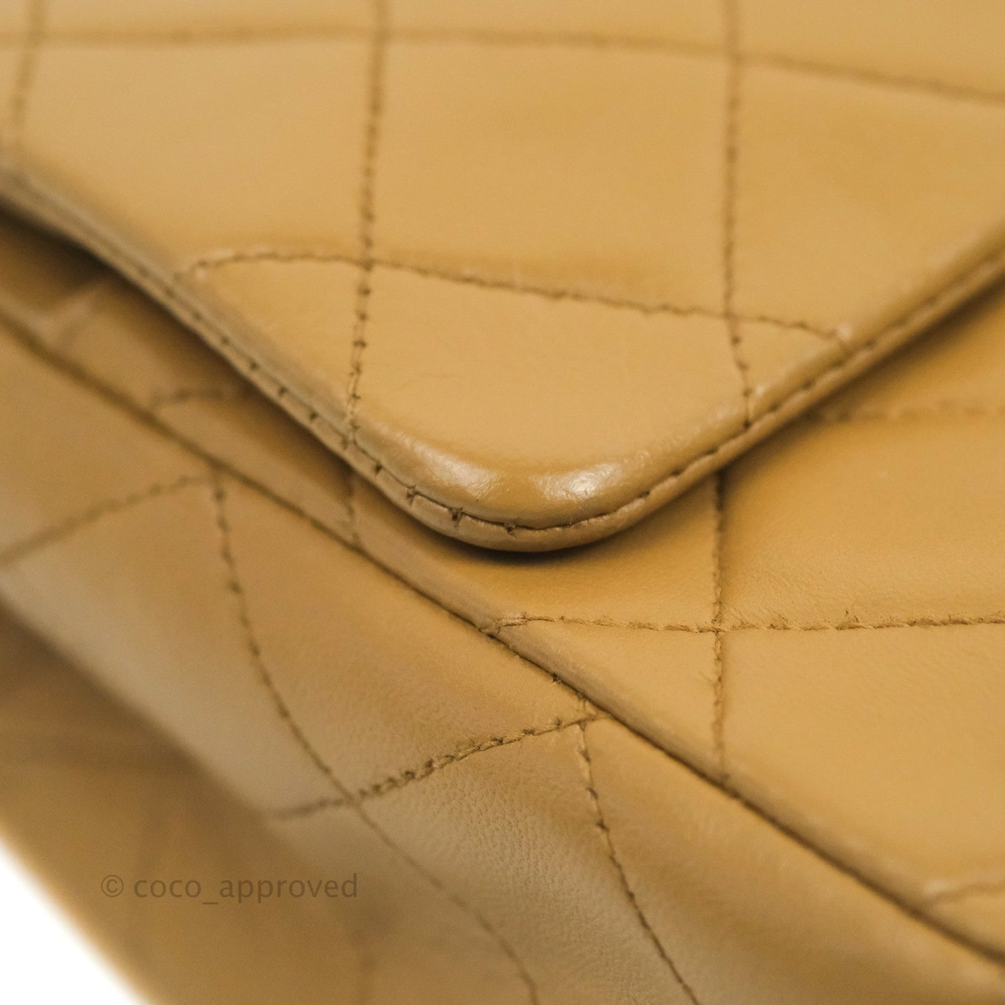 Chanel Vintage Classic M/L Medium Double Flap Bag Dark Beige Lambskin 24K Gold Hardware