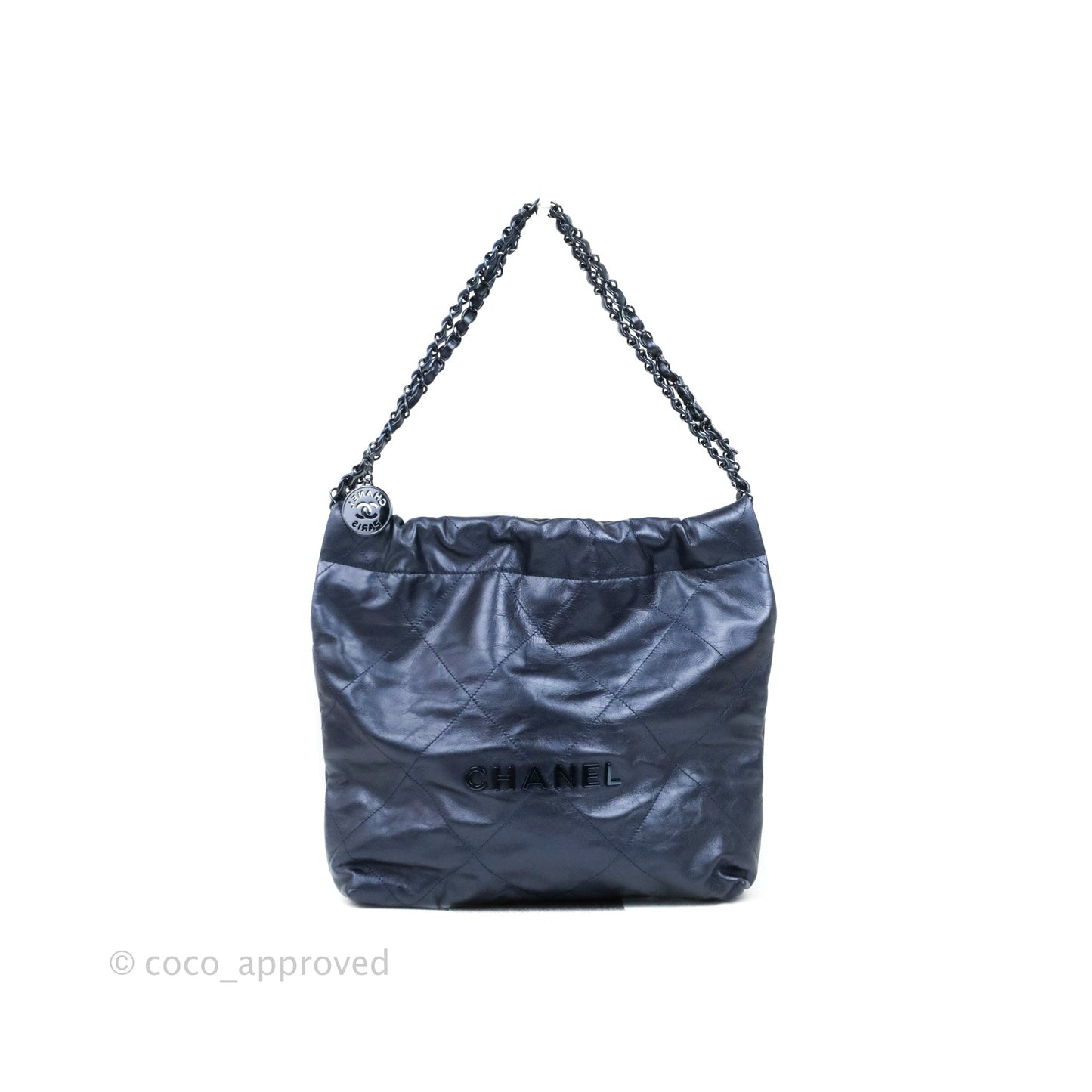 Chanel 22 Small Metallic Midnight Blue Aged Calfskin Midnight Blue/Silver Hardware