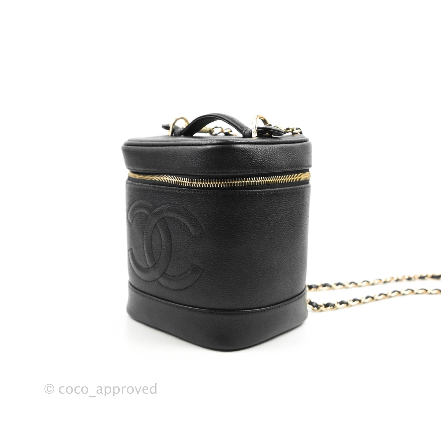 Chanel Vintage Vanity Case Black Caviar Gold Hardware
