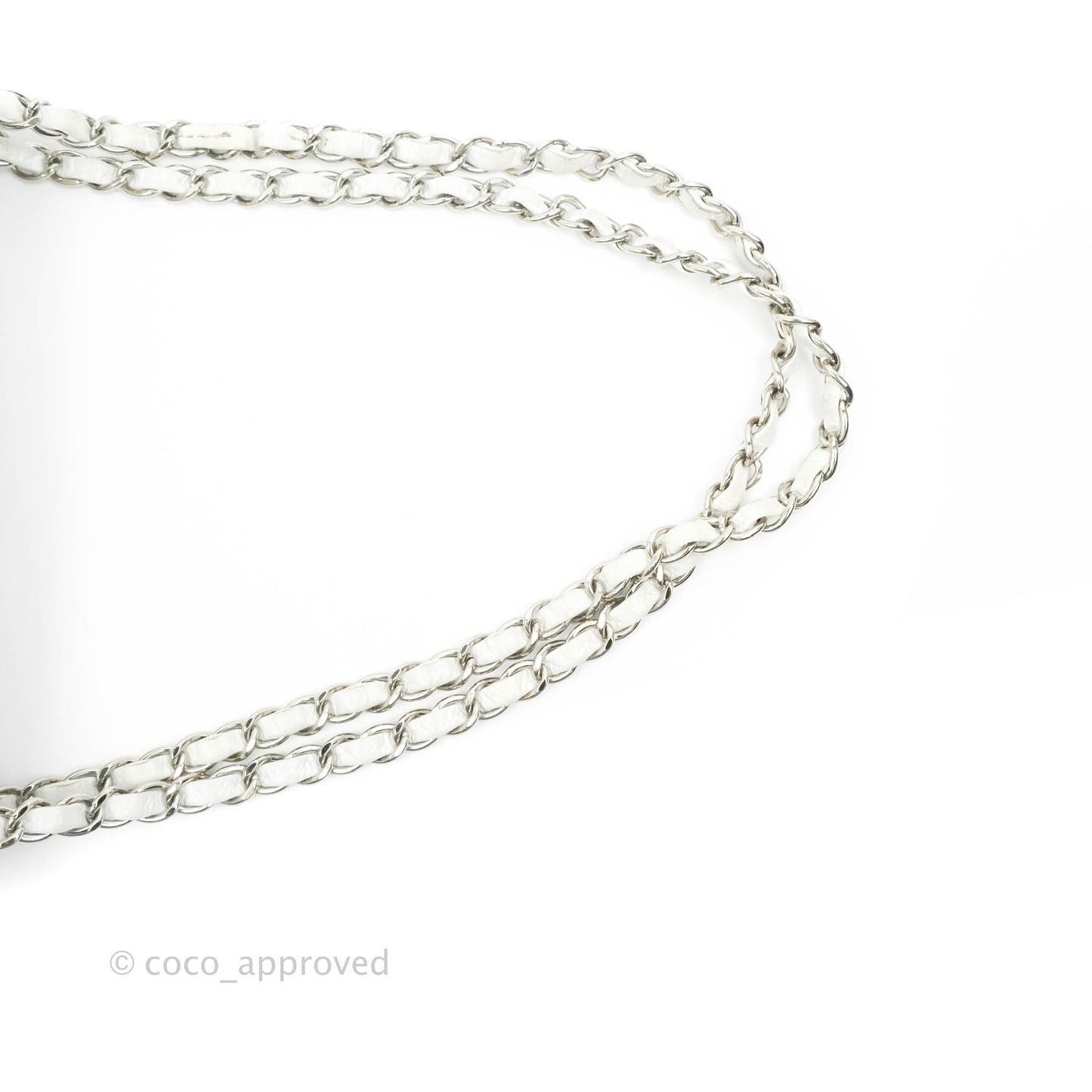 Chanel Classic M/L Medium Double Flap White Caviar Silver Hardware
