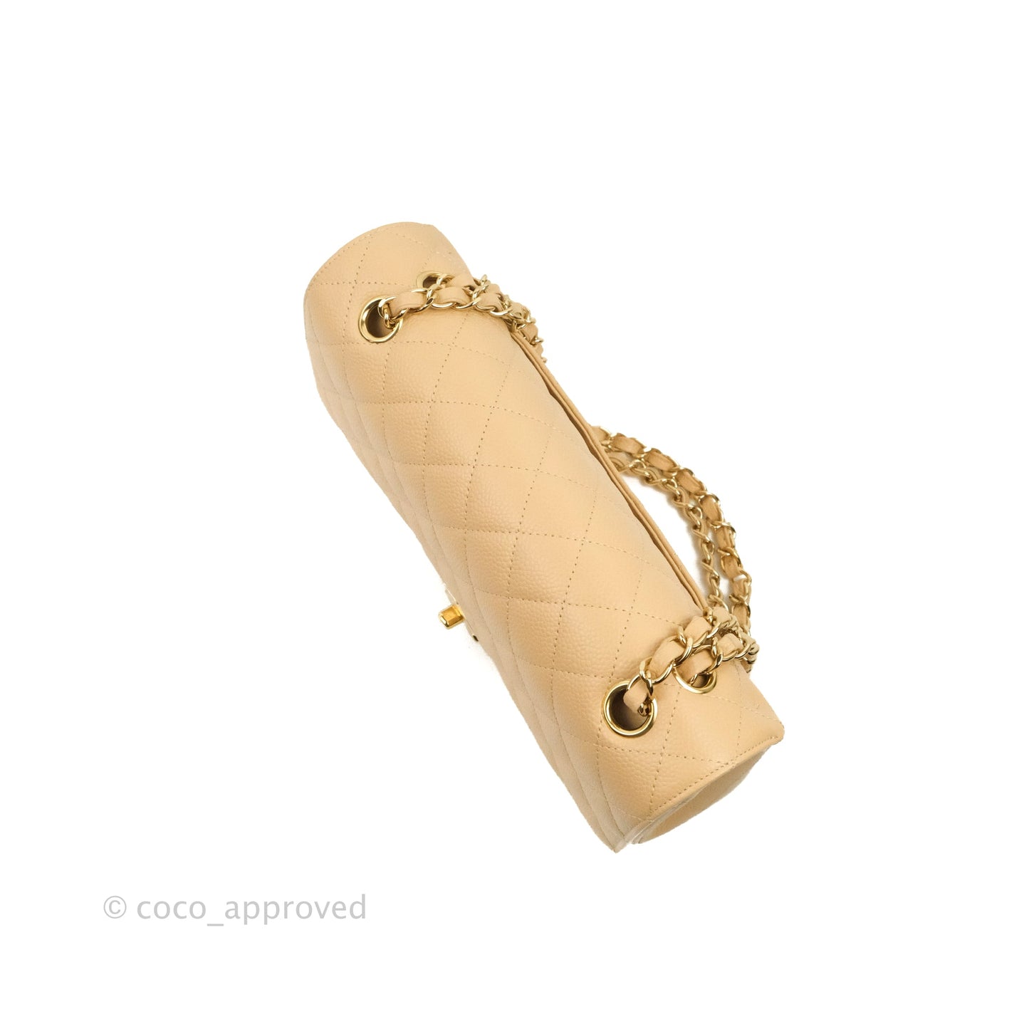 Chanel Classic M/L Medium Flap Quilted Beige Caviar Gold Hardware