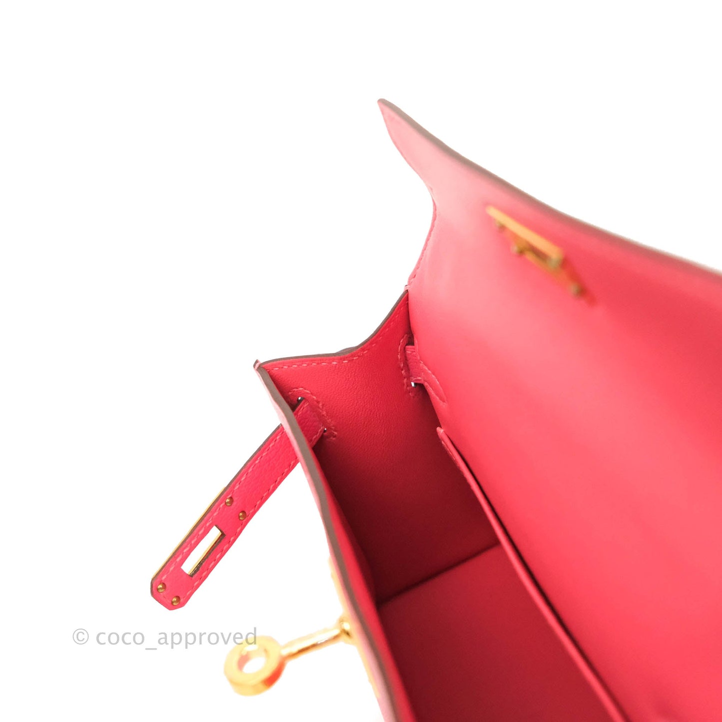 Hermes Mini Kelly II Chevre Mysore U5 Rose Lipstick Gold Hardware