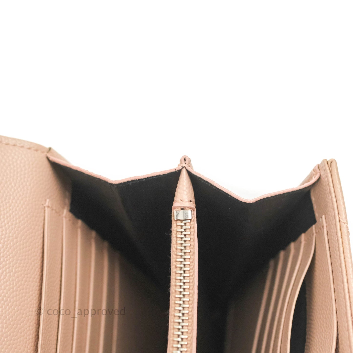 Saint Laurent Wallet on Chain Blush Pink Grained Leather Silver Hardware