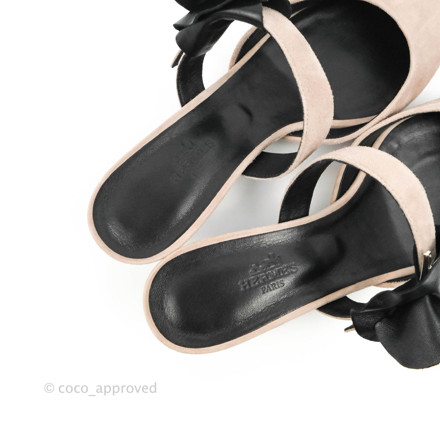 Hermes Mule Femme Blink Chevre Velours C7 Beige Rose Size 37.5