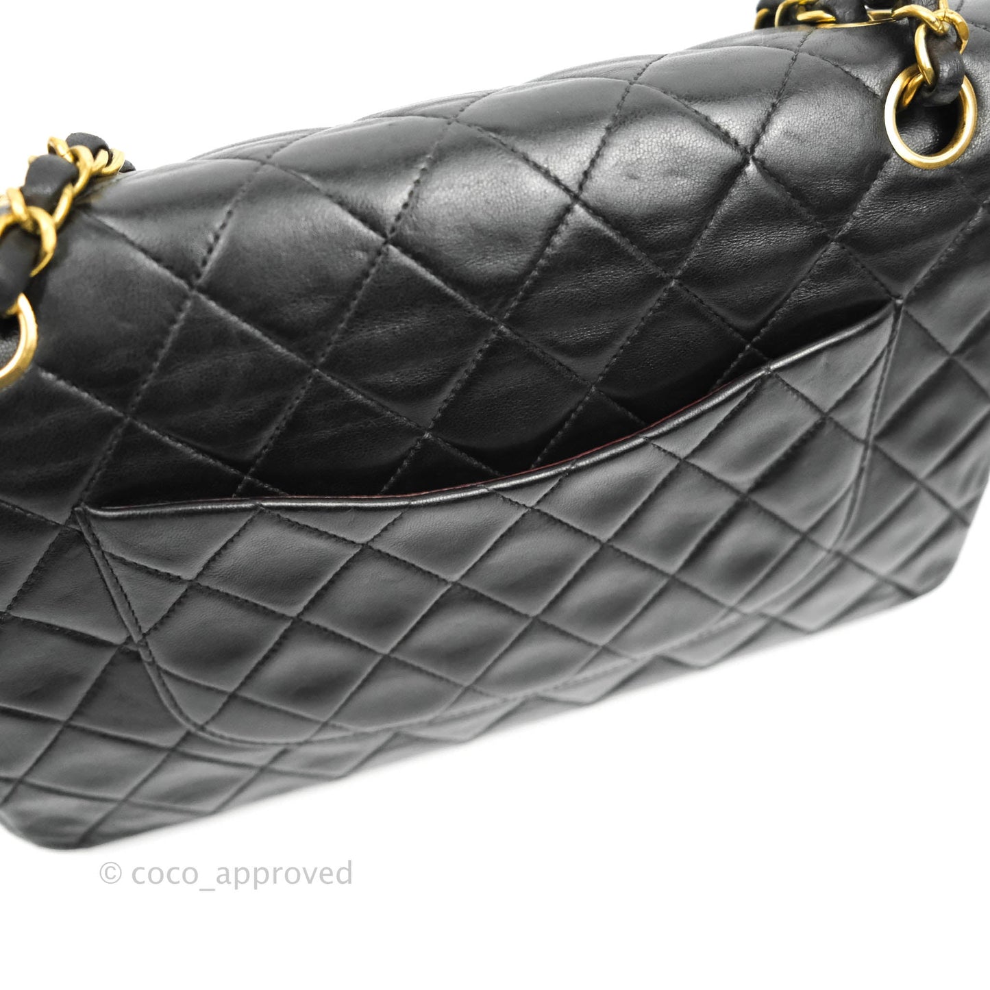 Chanel Vintage Classic M/L Medium Double Flap Bag Black Lambskin 24K Gold Hardware