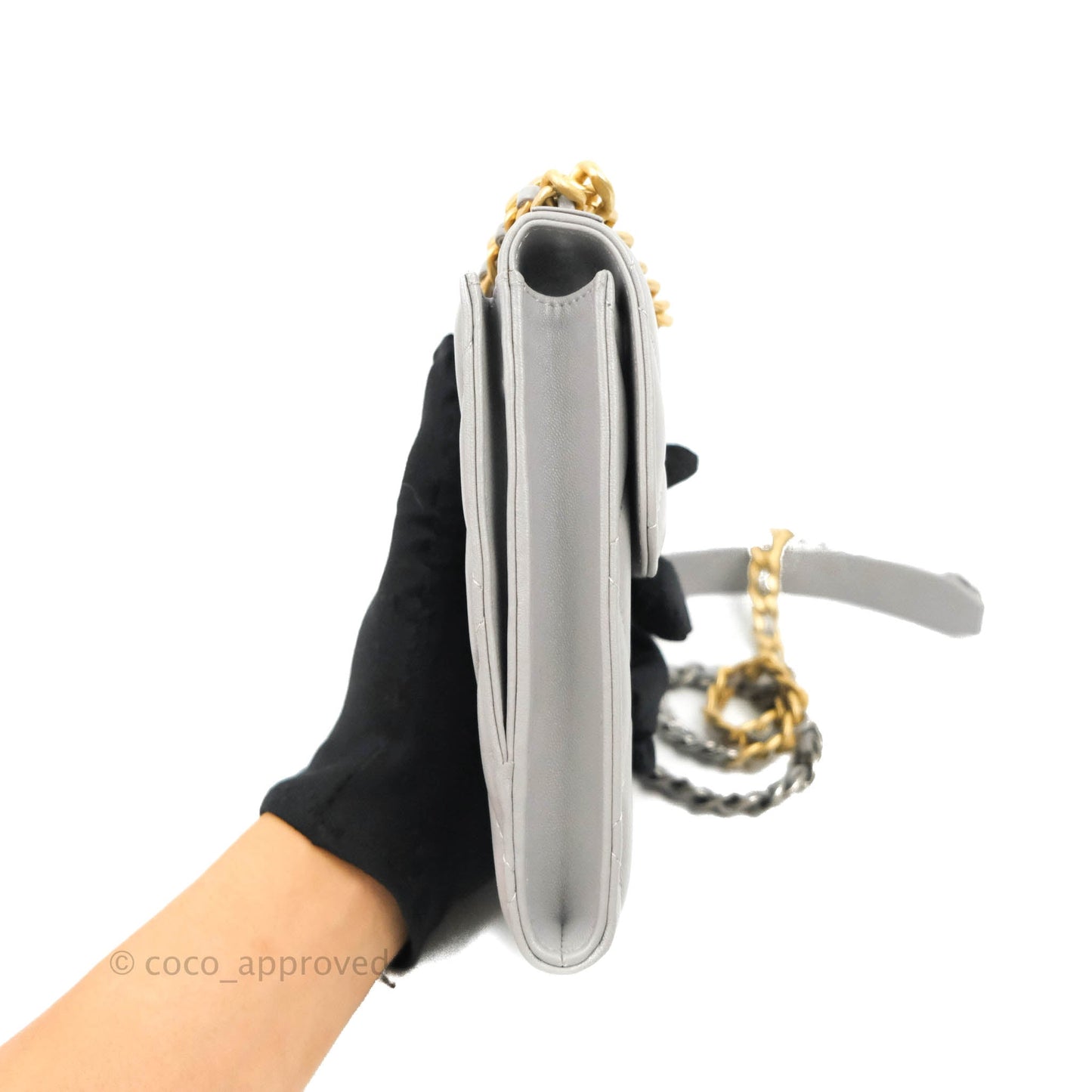Chanel 19 Phone Holder Grey Mixed Hardware