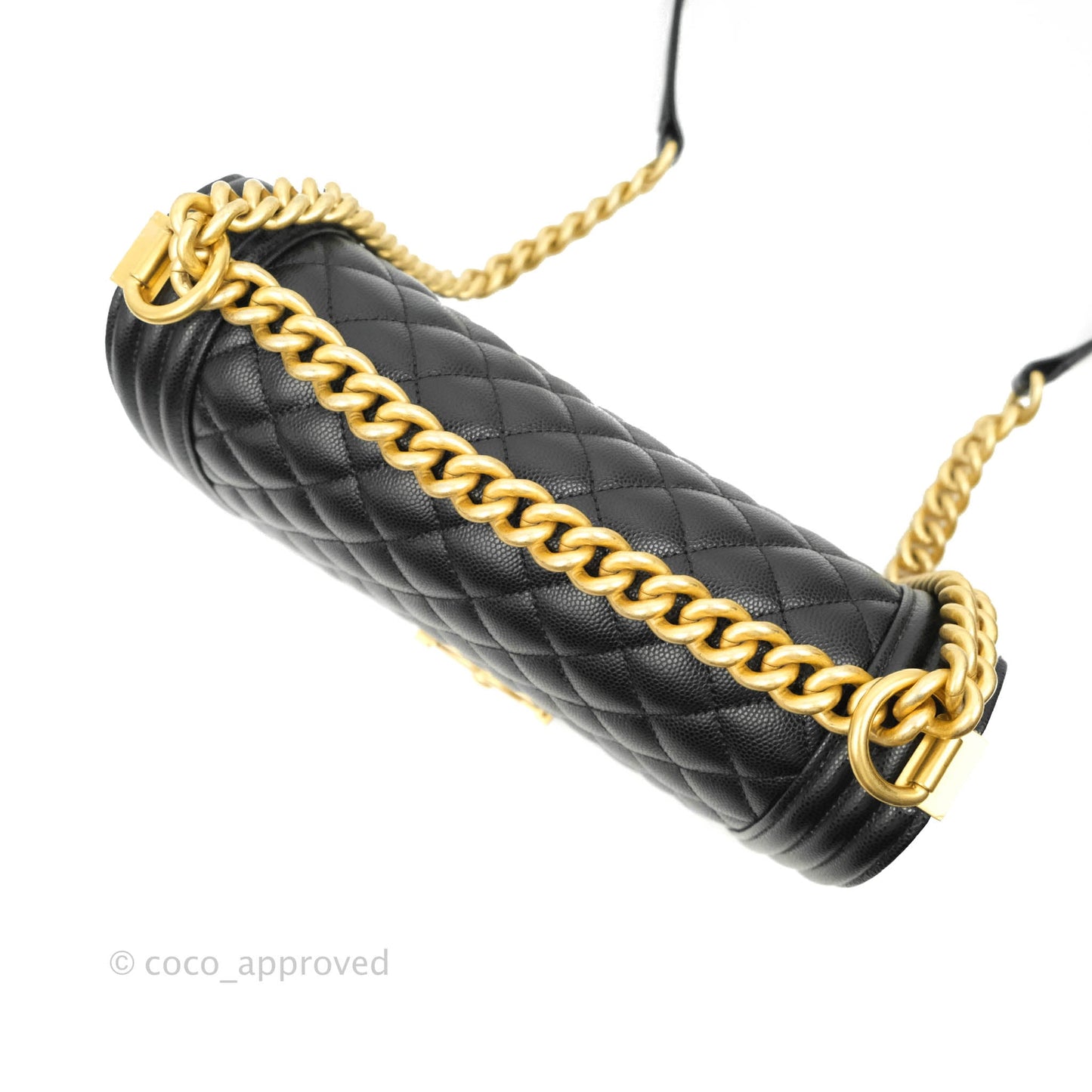 Chanel Quilted Medium Boy Black Caviar Aged Gold Hardware