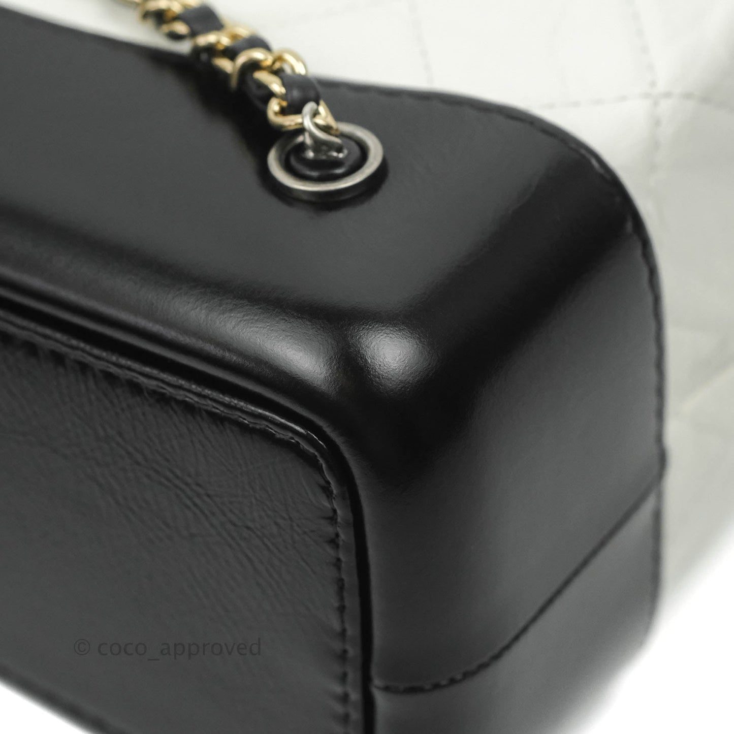 Chanel Small Gabrielle Backpack White Black Aged Calfskin