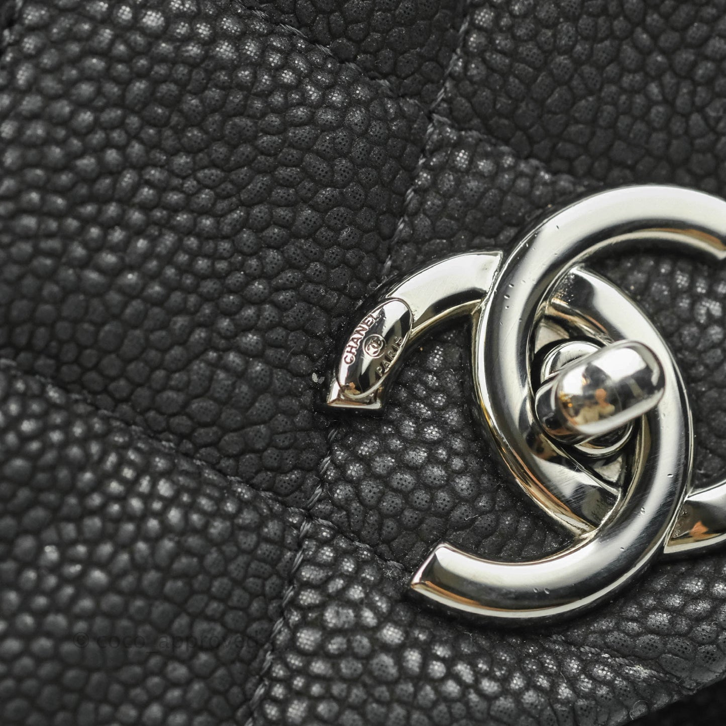 Chanel Lady Pearly Flap Bag Black Caviar Silver Hardware