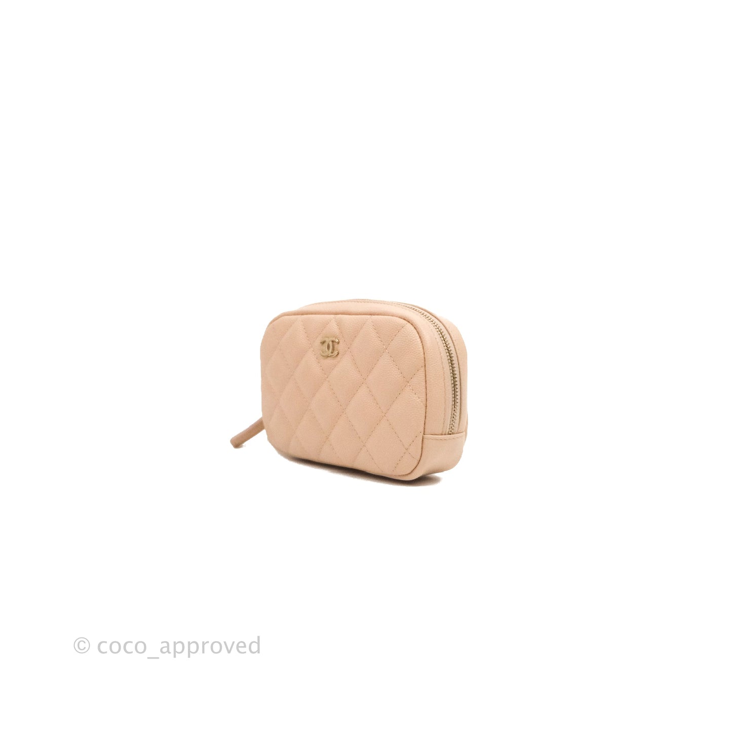 Chanel Small Classic Pouch Light Beige Caviar Gold Hardware