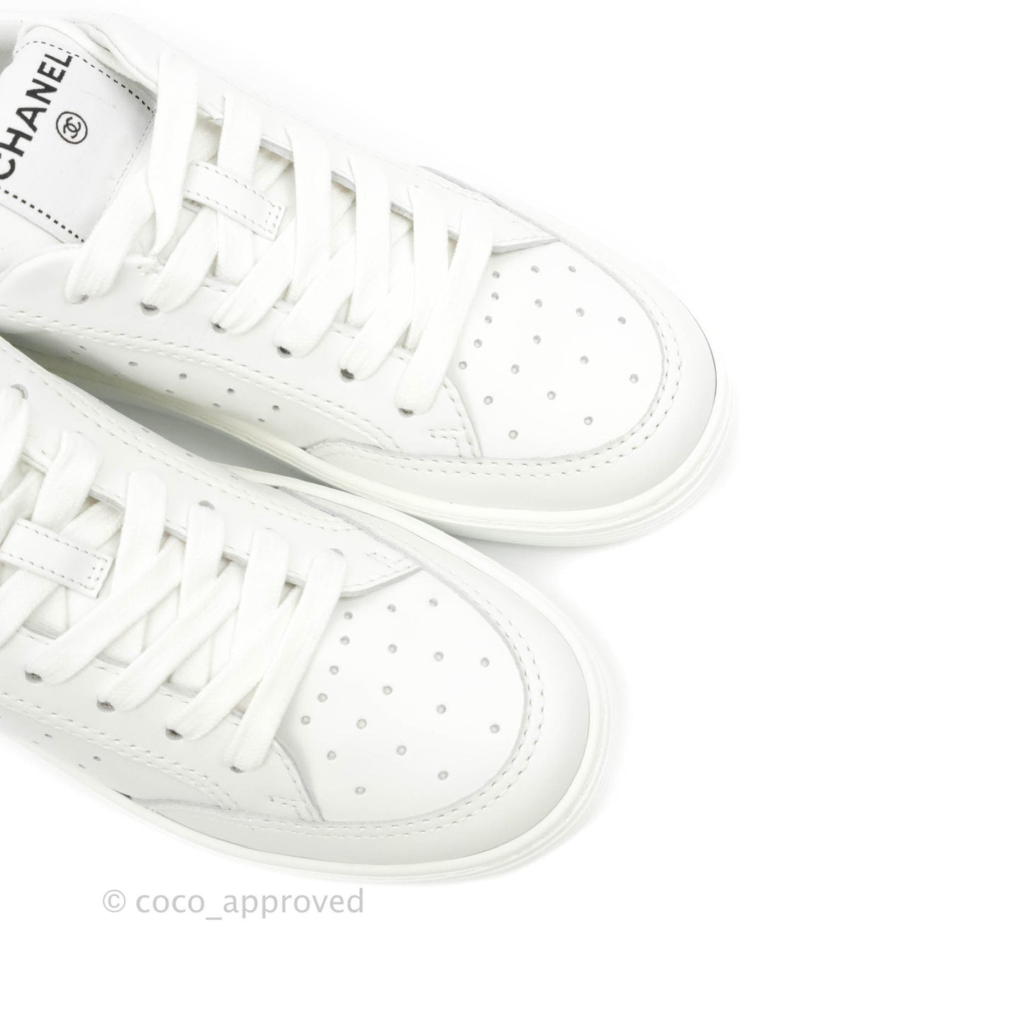 Chanel Calfskin Logo Sneakers White Size 37.5