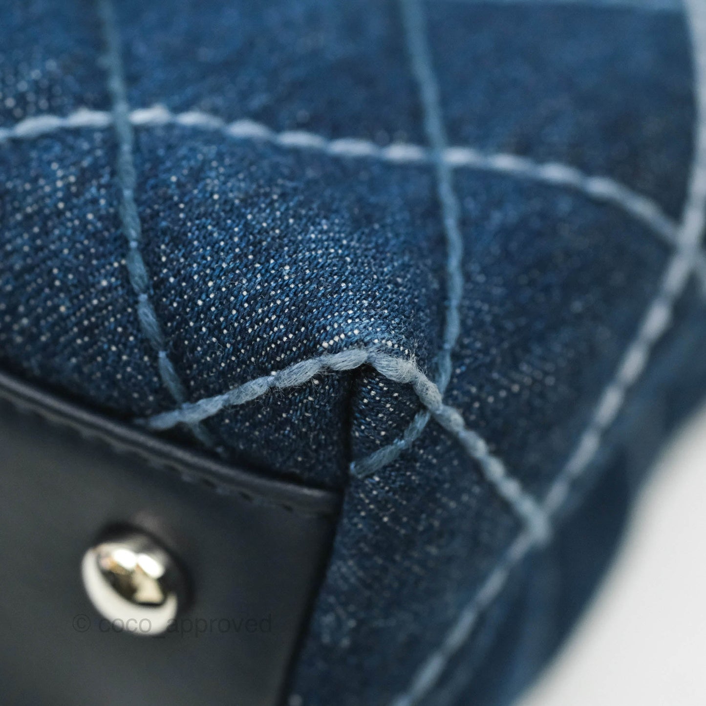 Chanel Small Quilted Coco Handle Denim Navy Lambskin Silver Hardware